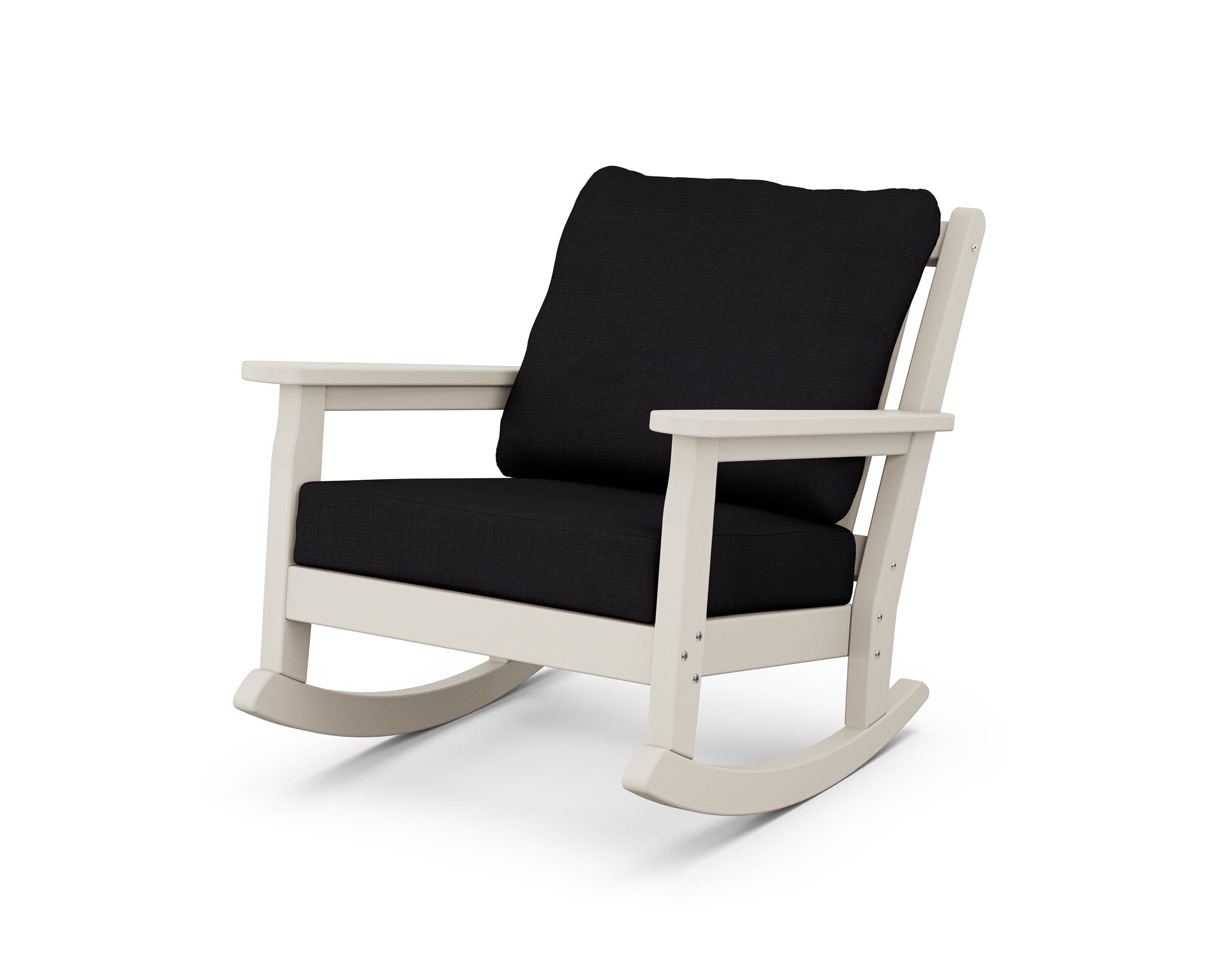 POLYWOOD® Chippendale Deep Seating Rocking Chair in Sand / Midnight Linen