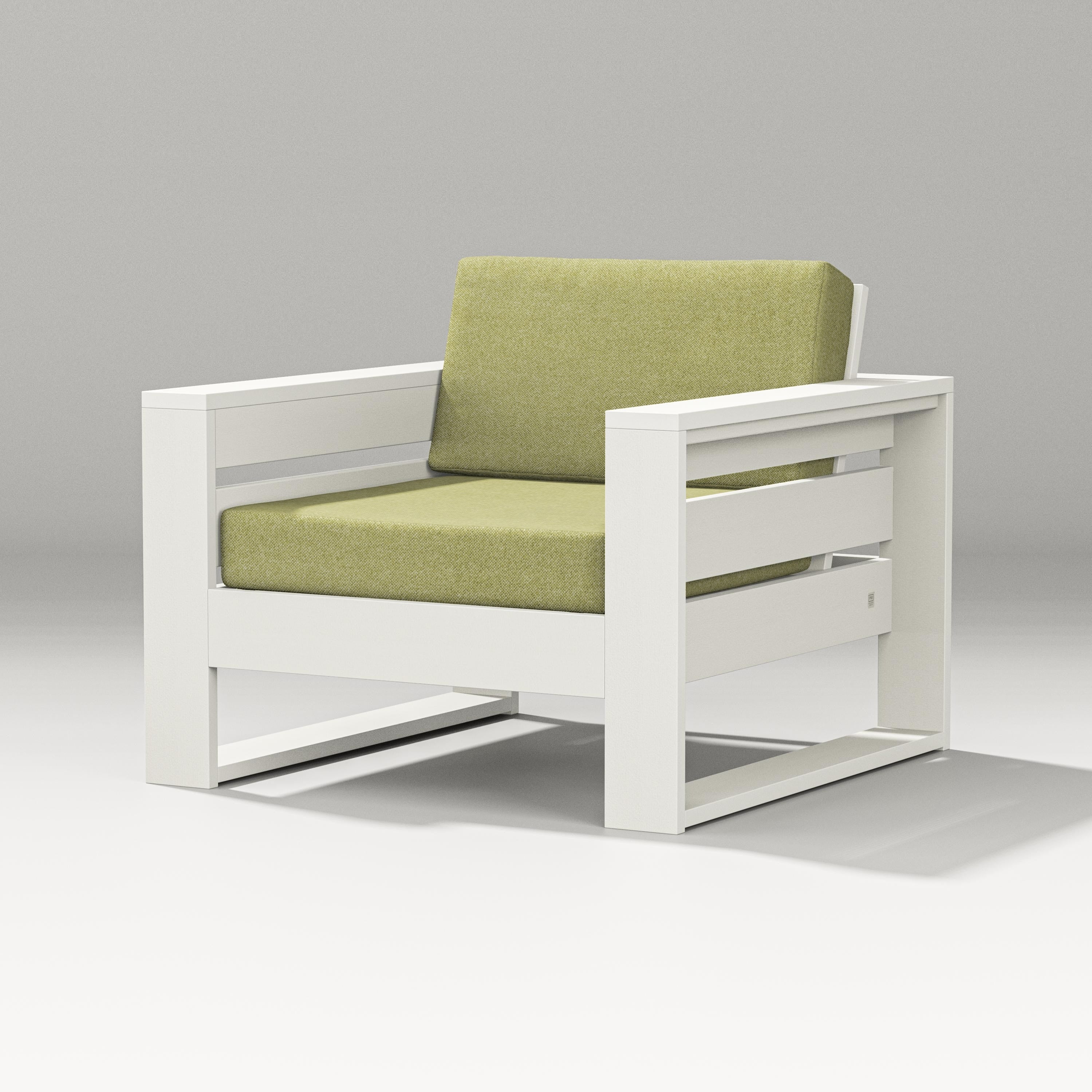 PW Designer Series Latitude Lounge Chair in Vintage White / Chartreuse Boucle