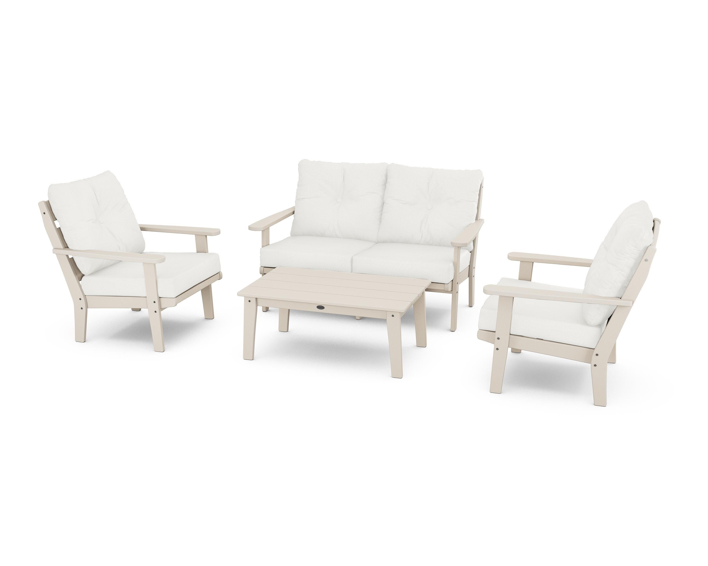 POLYWOOD® Lakeside 4-Piece Deep Seating Set in Sand / Natural Linen