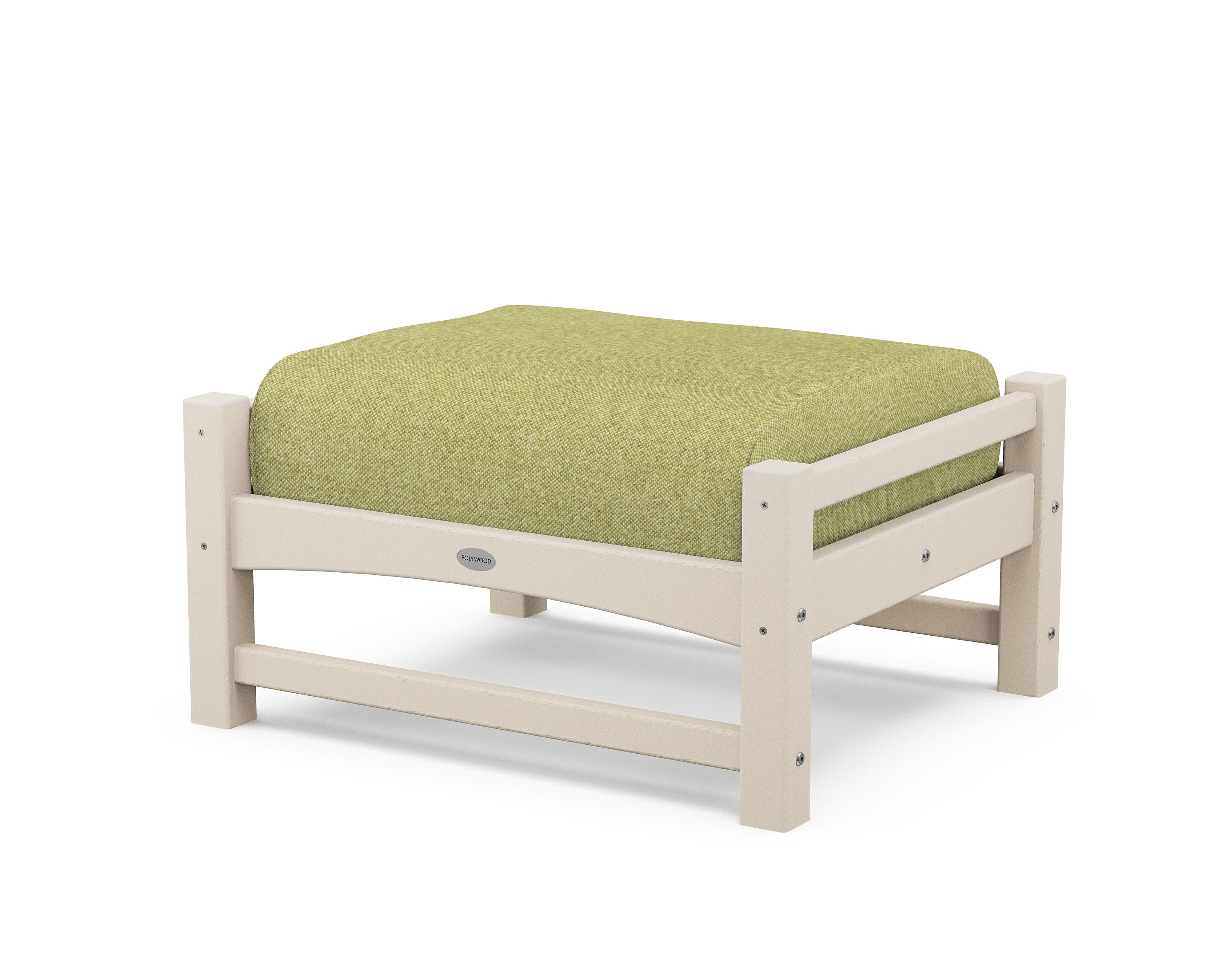 POLYWOOD® Club Ottoman in Sand / Chartreuse Boucle