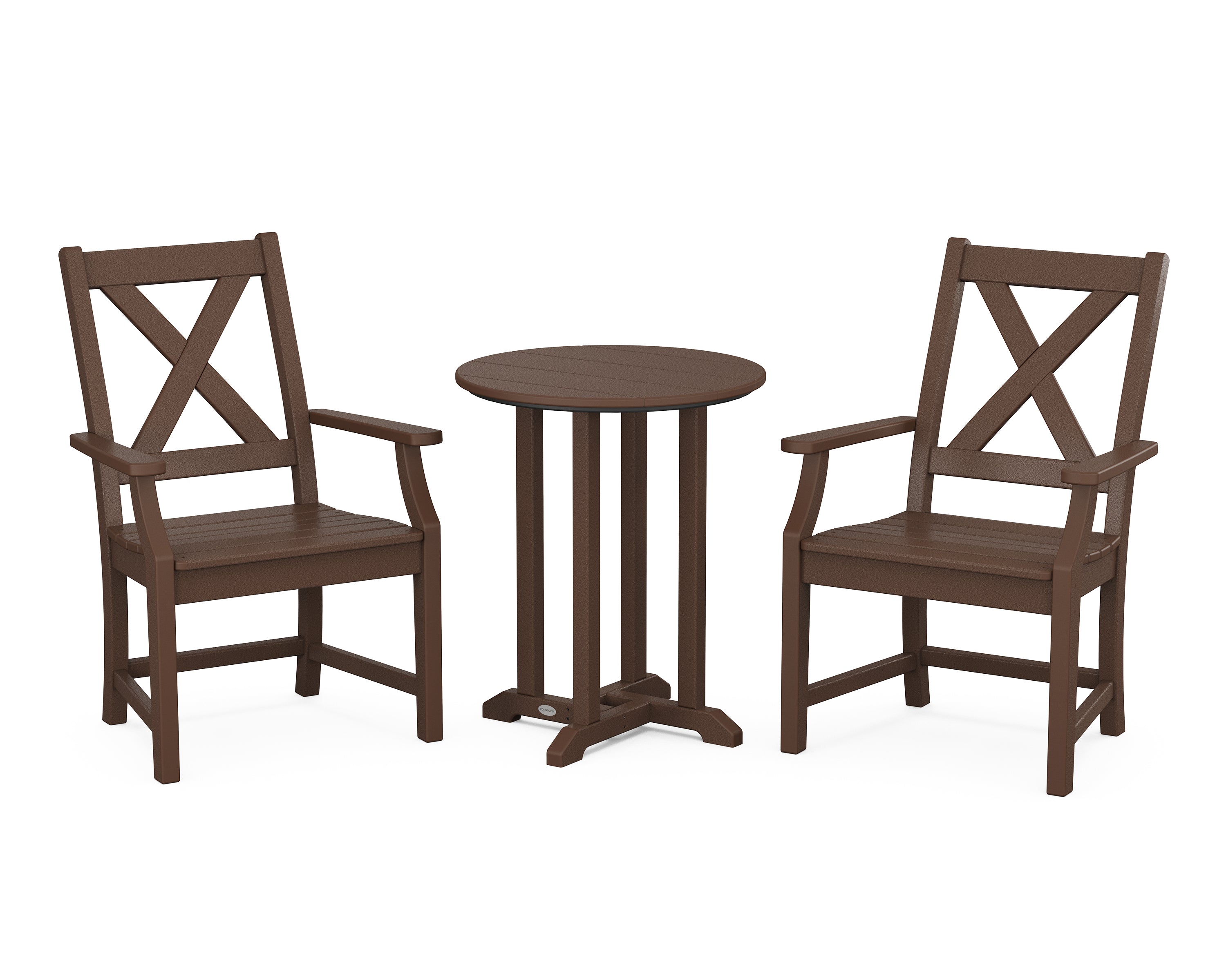 POLYWOOD® Braxton 3-Piece Round Bistro Dining Set in Mahogany