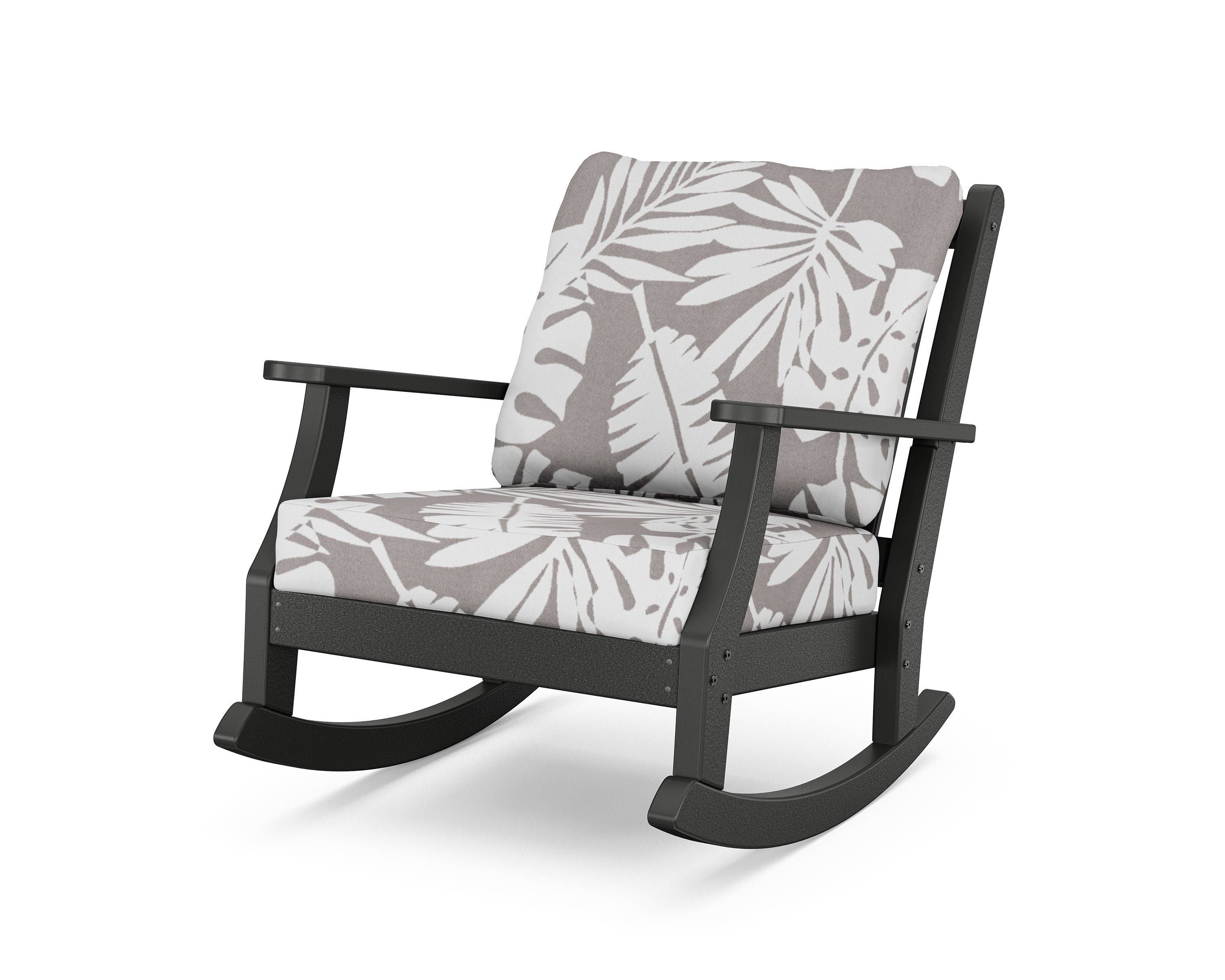 Country Living Wovendale Deep Seating Rocking Chair in Black / Leaf Grey Mist