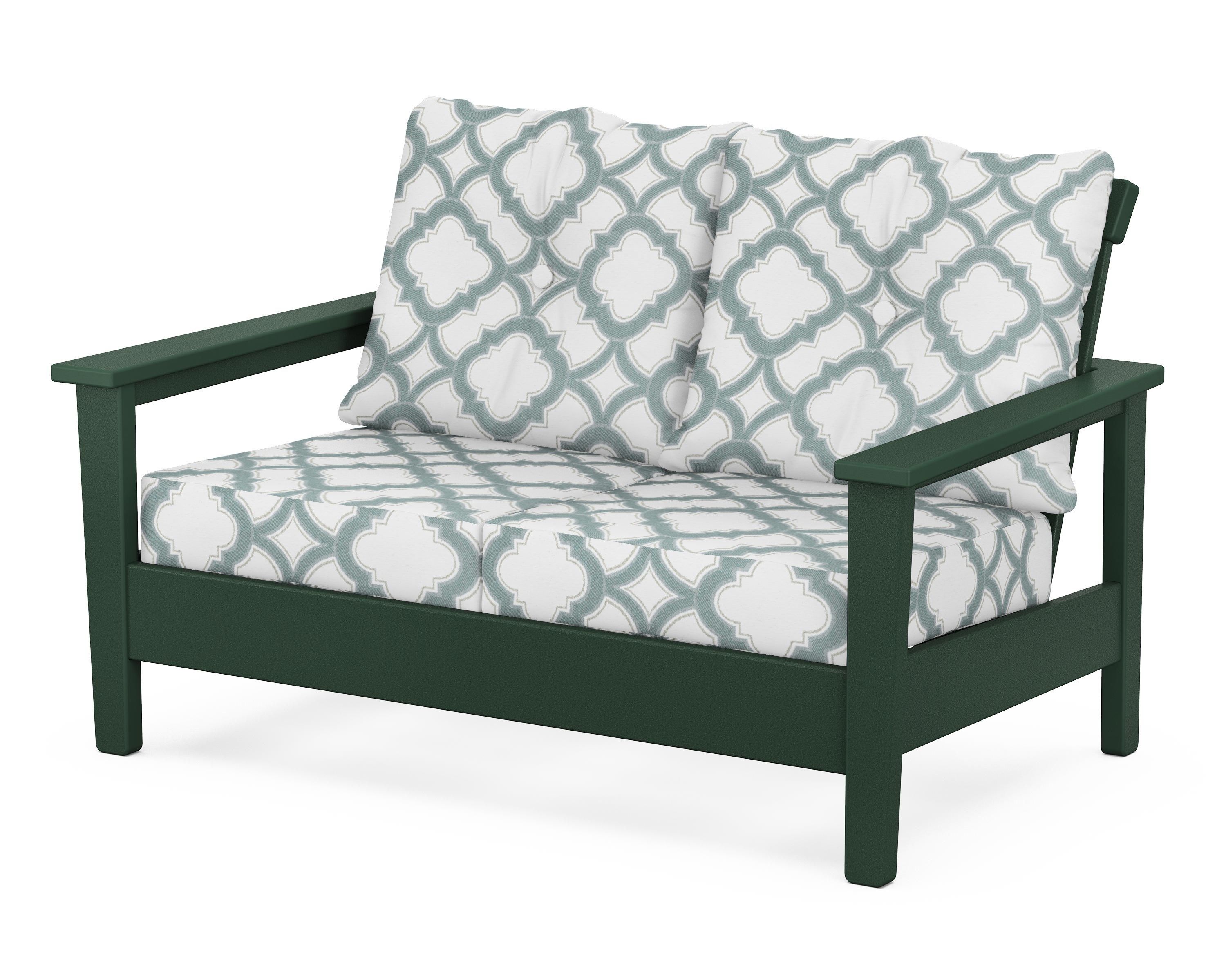 POLYWOOD® Prescott Deep Seating Loveseat in Green / Trellis Glacier Spa