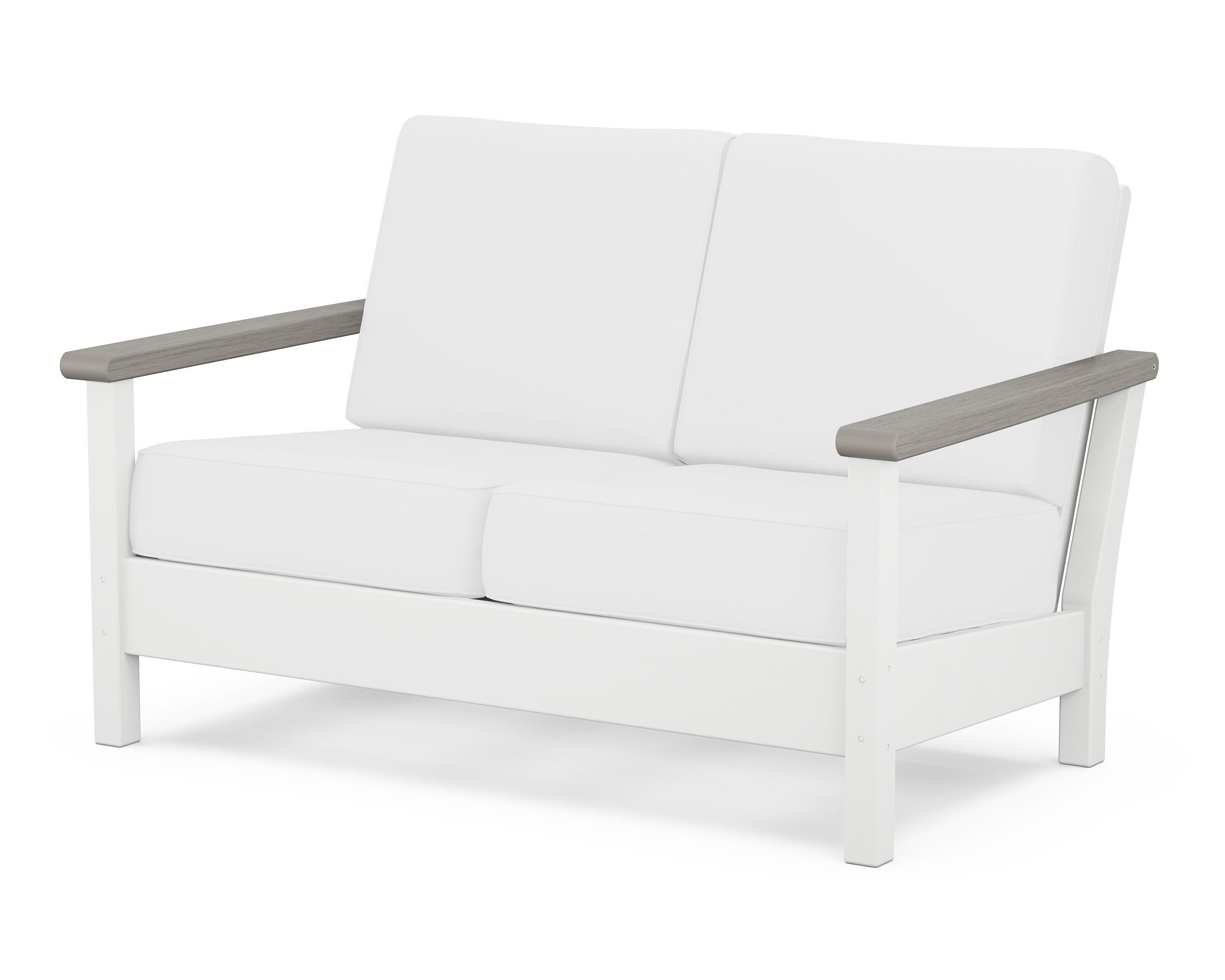 POLYWOOD® Harbour Deep Seating Loveseat in White / Driftwood / Natural
