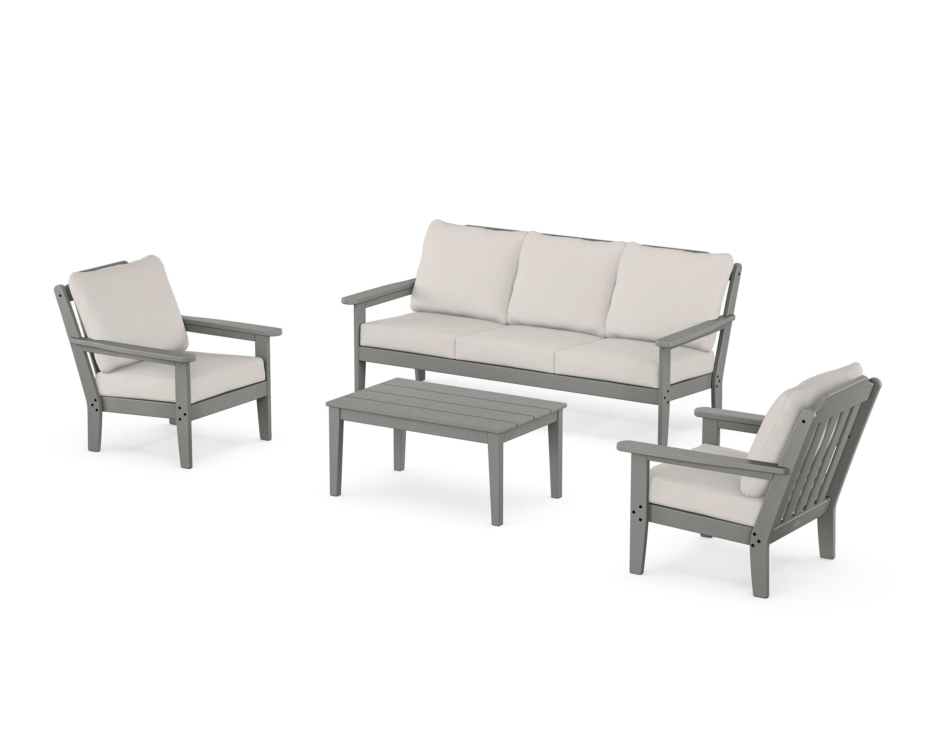 Country Living Cottage 4-Piece Deep Seating Set with Sofa in Slate Grey / Cast Ash