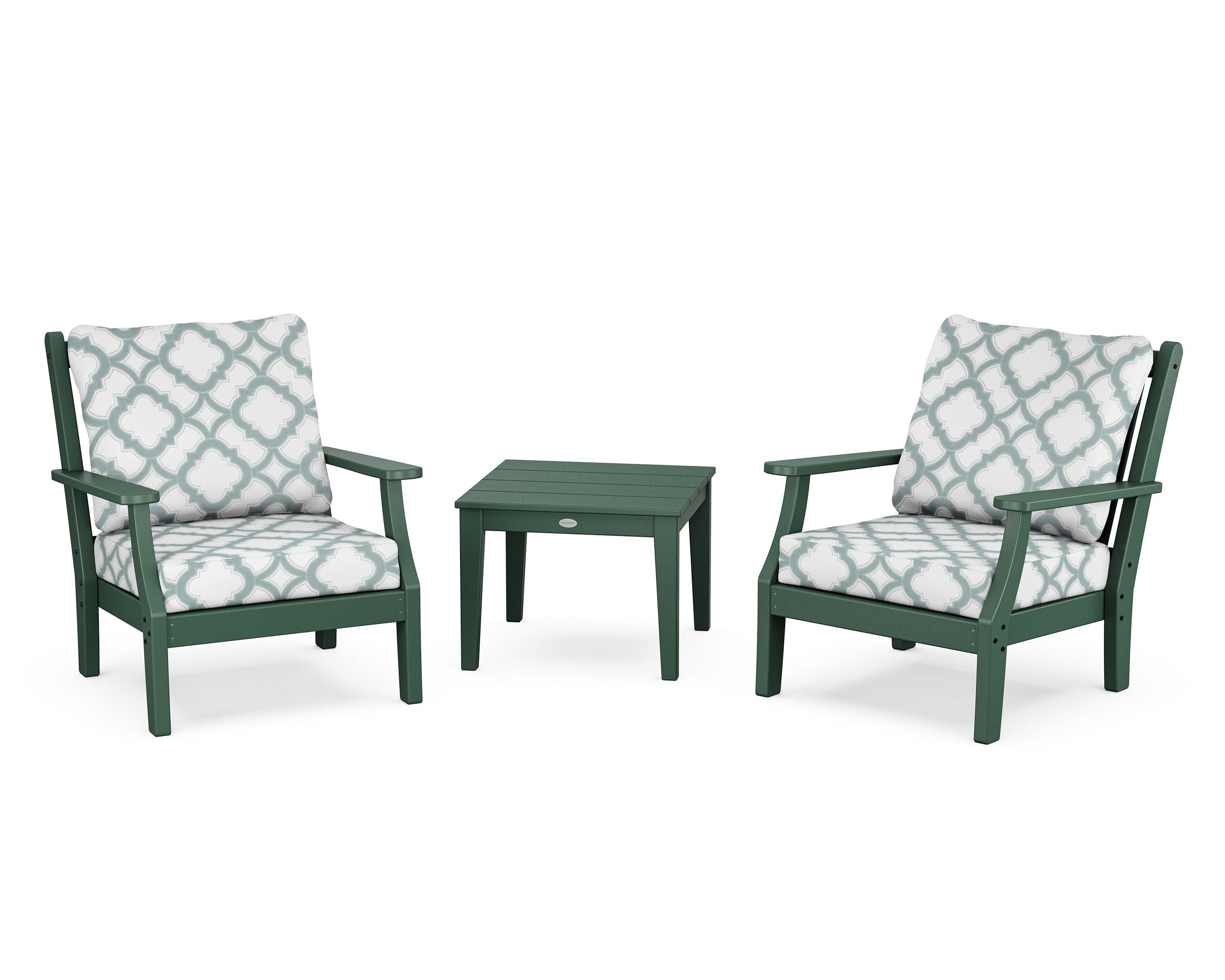 Country Living Wovendale 3-Piece Deep Seating Set in Green / Trellis Glacier Spa