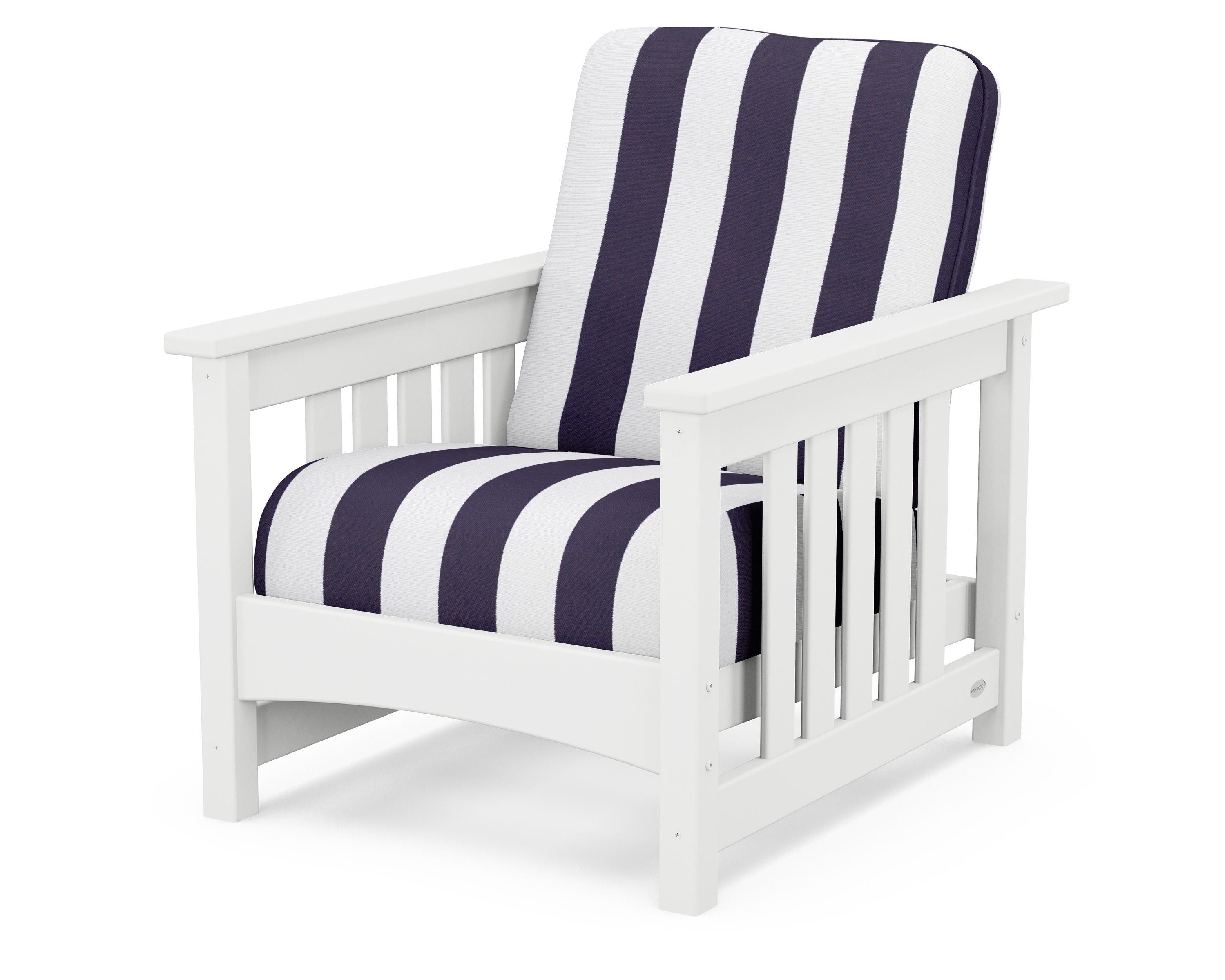 POLYWOOD® Club Mission Chair in White / Cabana Stripe Navy
