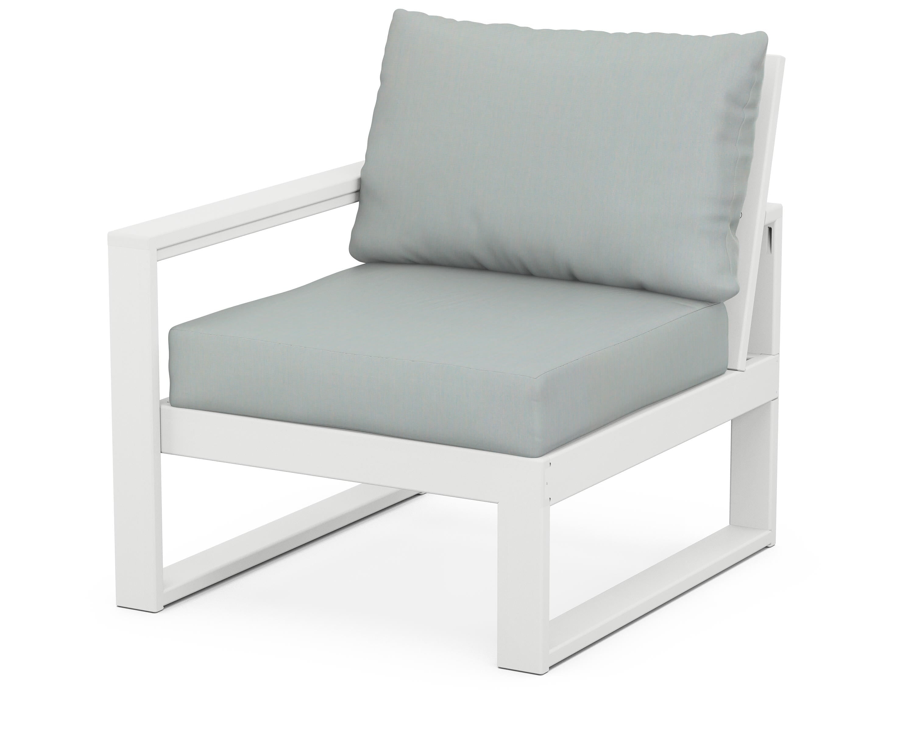 POLYWOOD® EDGE Modular Left Arm Chair in White / Spa