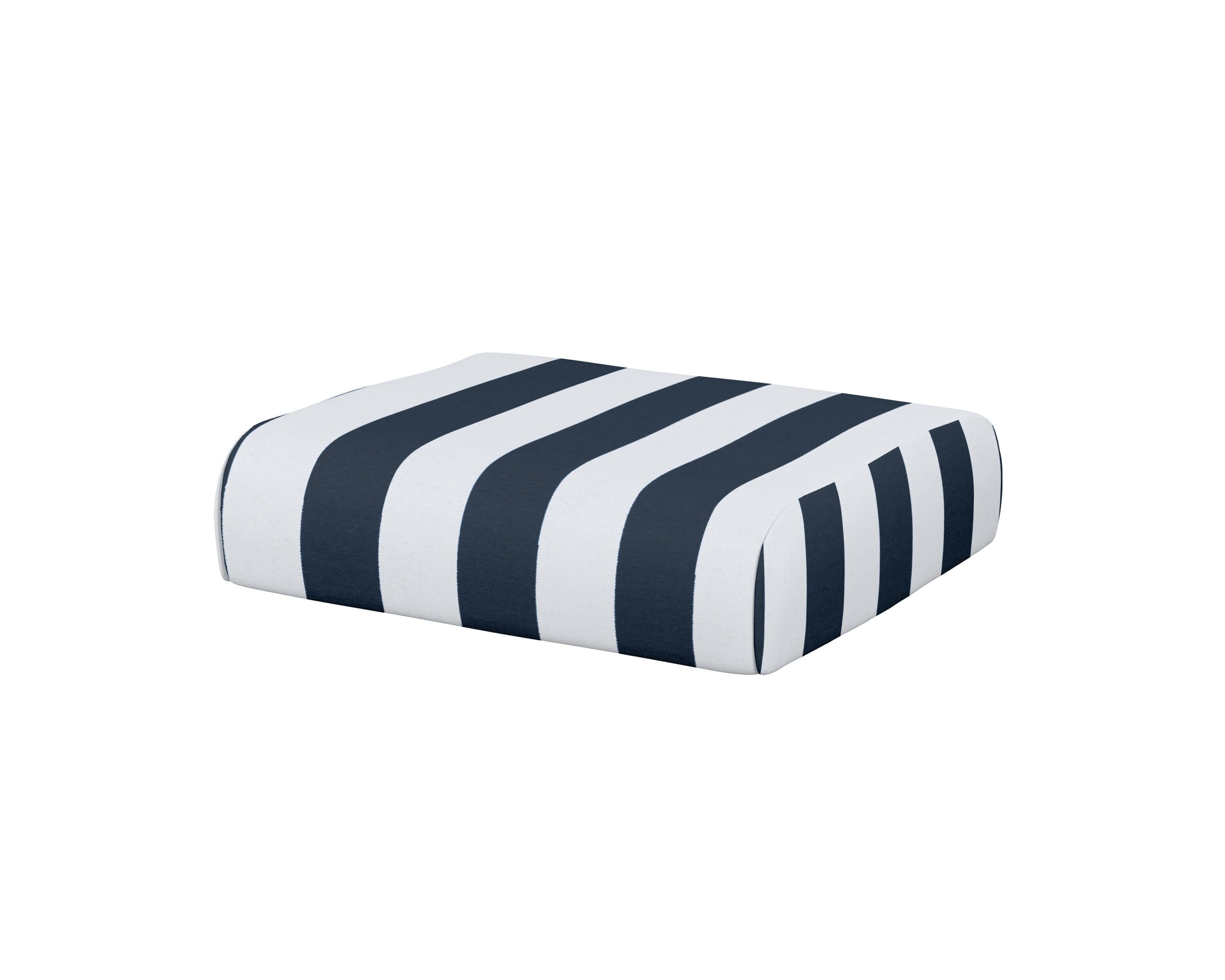 POLYWOOD® Club Ottoman Cushion in Cabana Stripe Marine Indigo