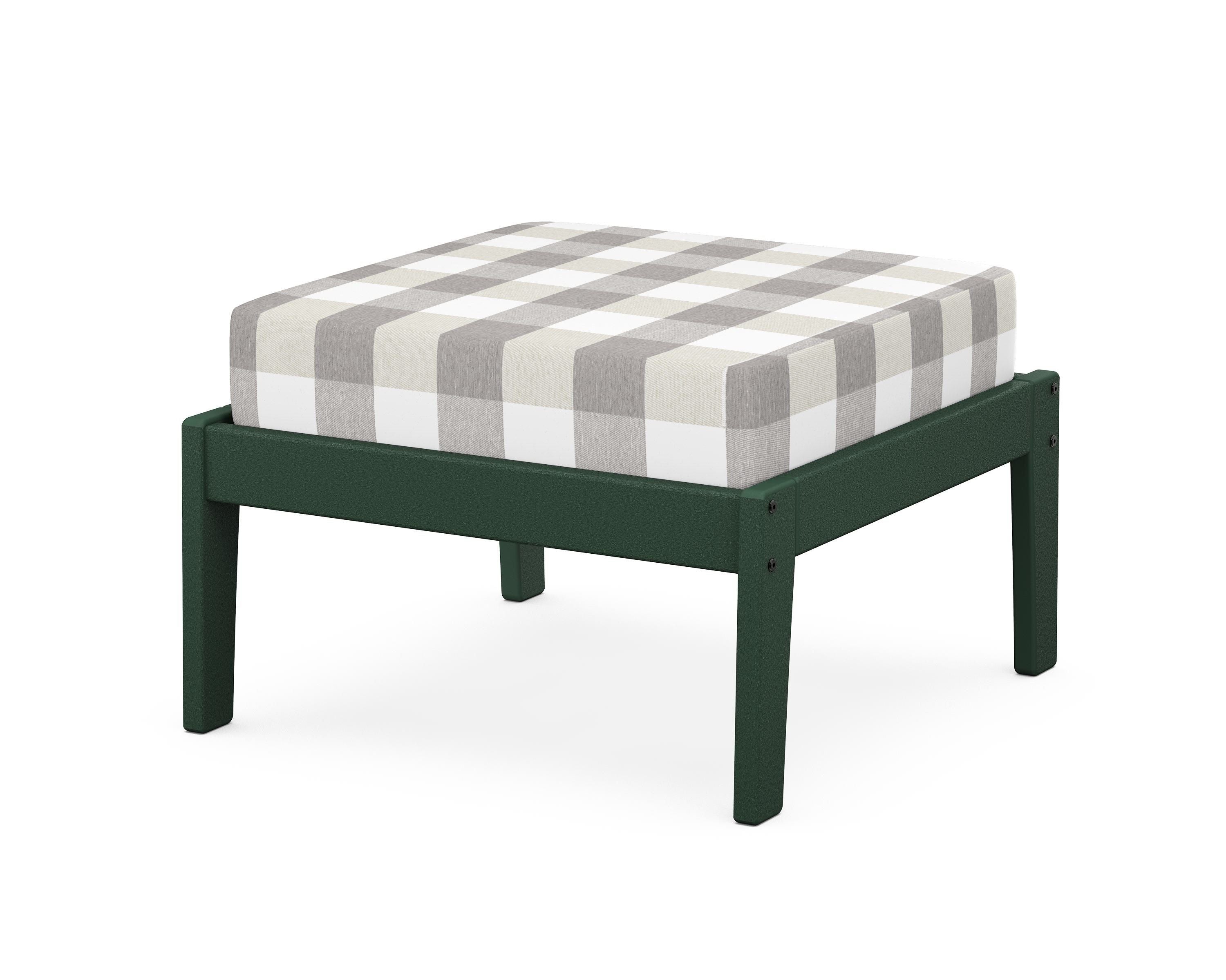 Unbranded Deep Seating Ottoman in Green / Buffalo Plaid Grey Mist
