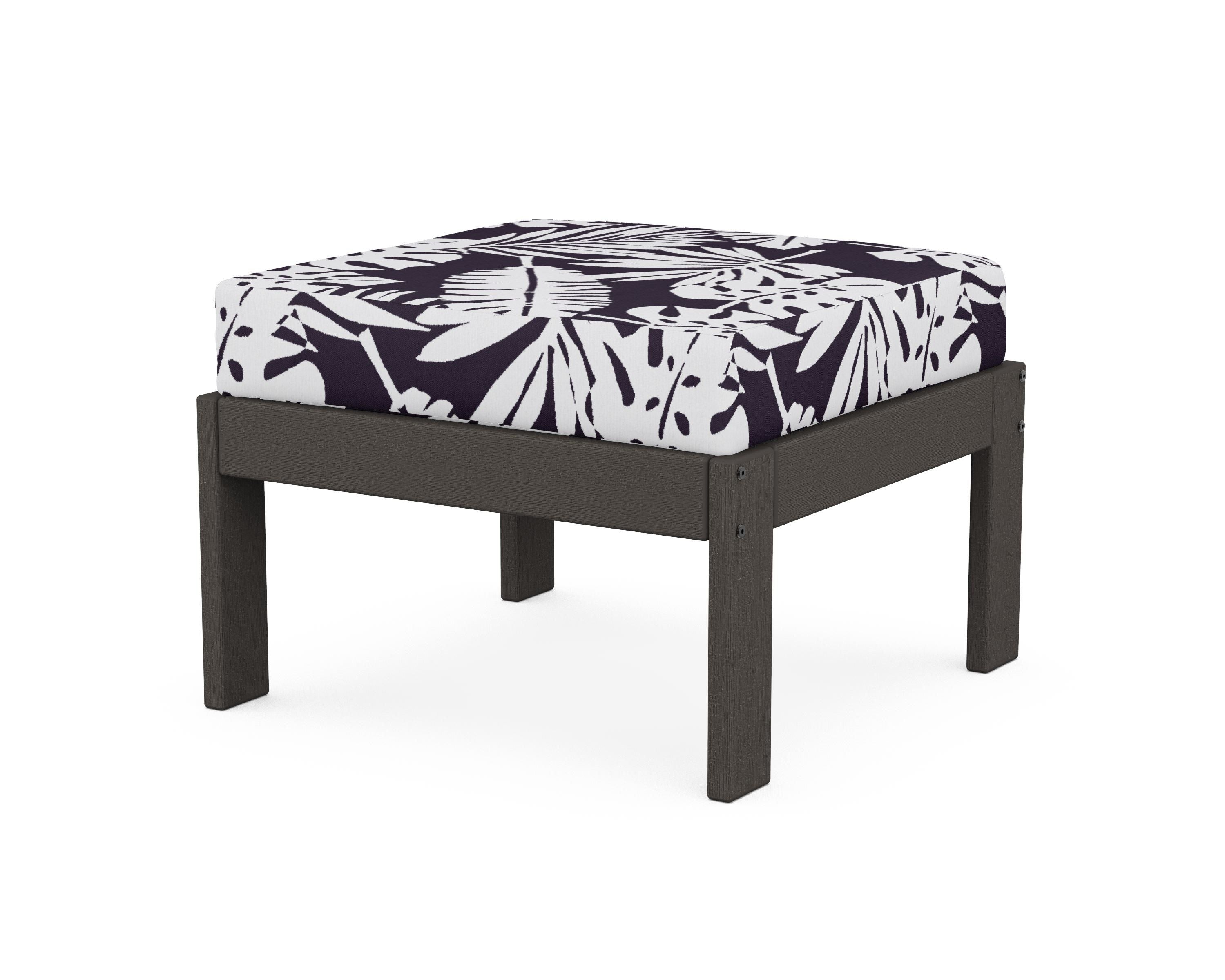 POLYWOOD® Vineyard Modular Ottoman in Vintage Coffee / Leaf Navy