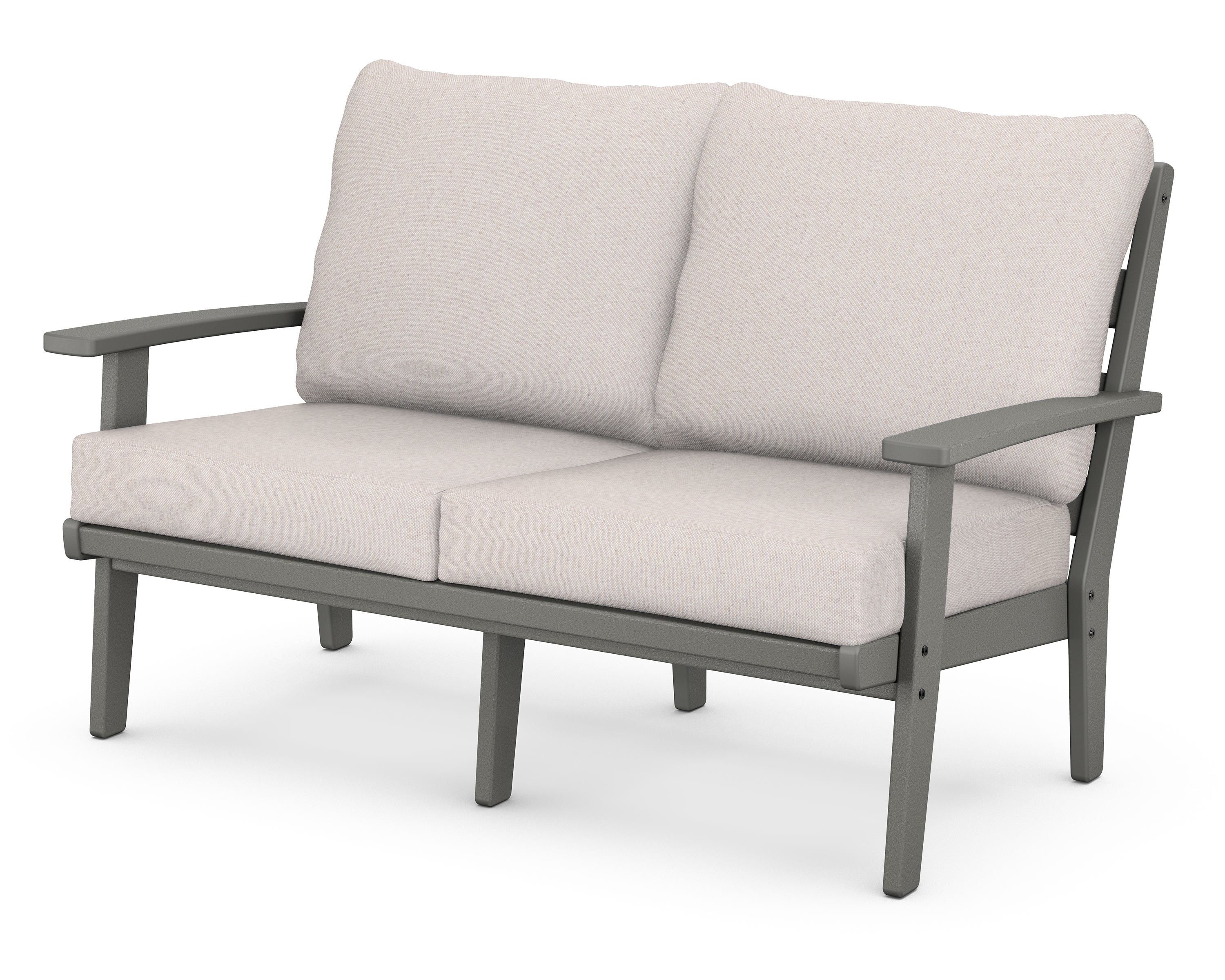 POLYWOOD® Grant Park Deep Seating Loveseat in Slate Grey / Dune Burlap
