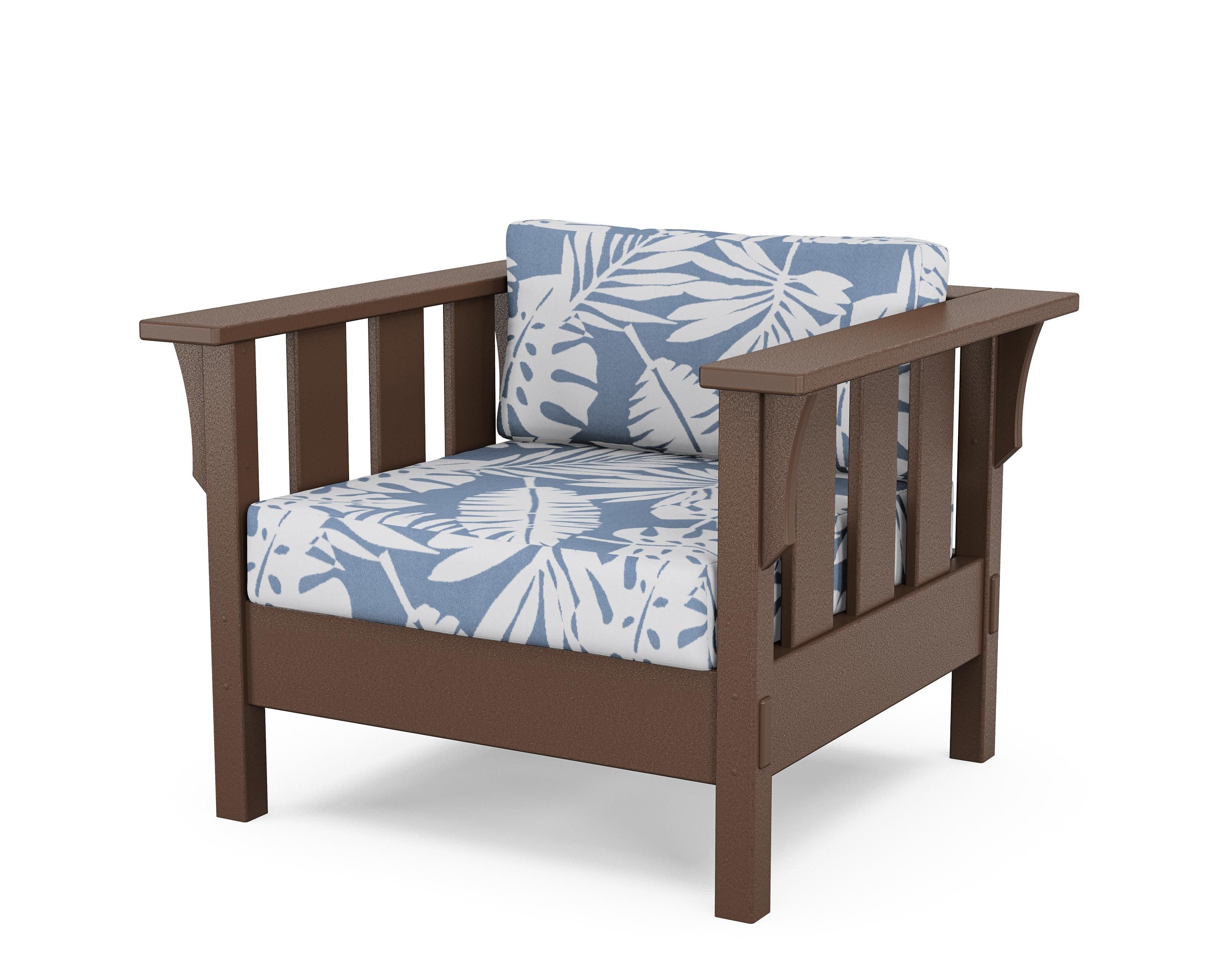 Martha Stewart by POLYWOOD® Acadia Deep Seating Chair in Mahogany / Leaf Sky Blue