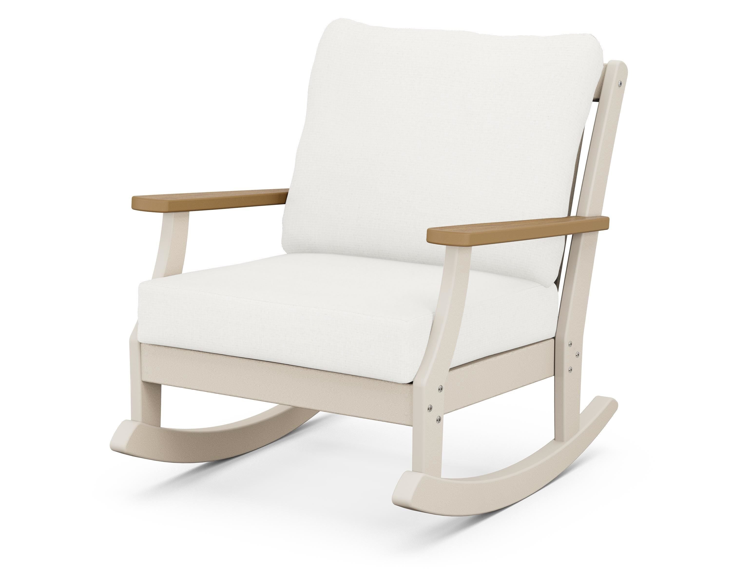 POLYWOOD® Braxton Deep Seating Rocking Chair in Sand / Natural / Natural Linen