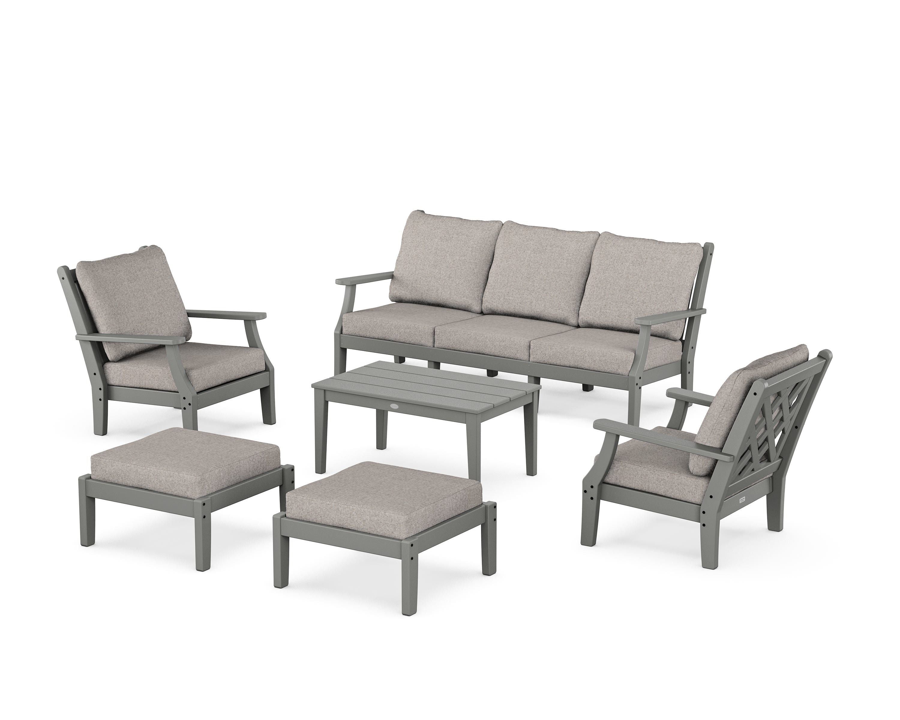 Country Living Wovendale 6-Piece Lounge Sofa Set in Slate Grey / Weathered Tweed