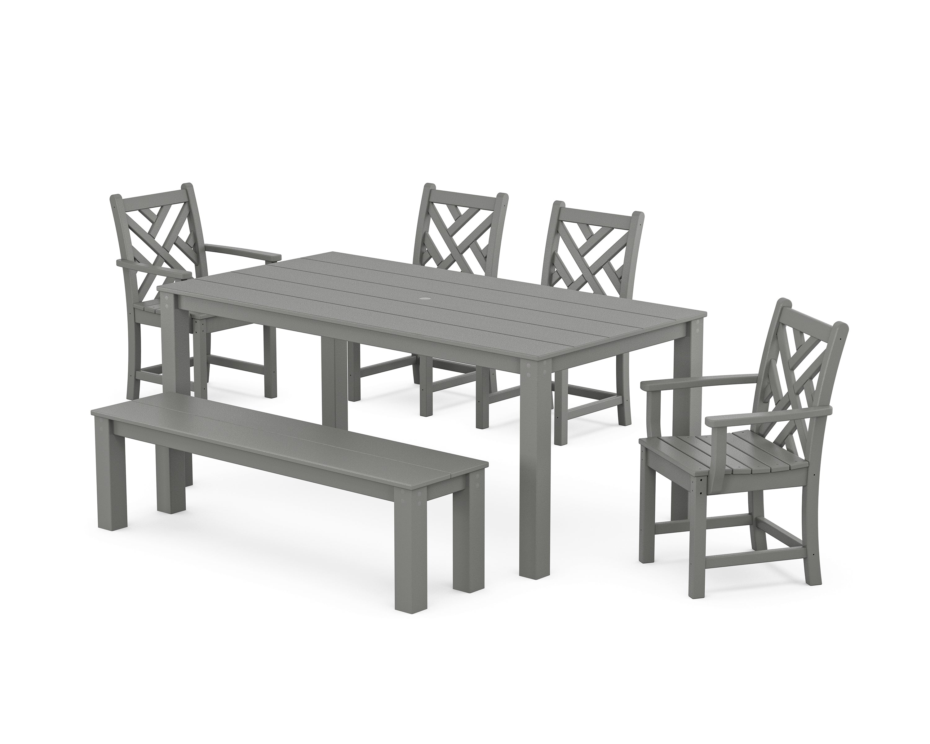 POLYWOOD® Chippendale 6-Piece Parsons Dining Set with Bench in Slate Grey