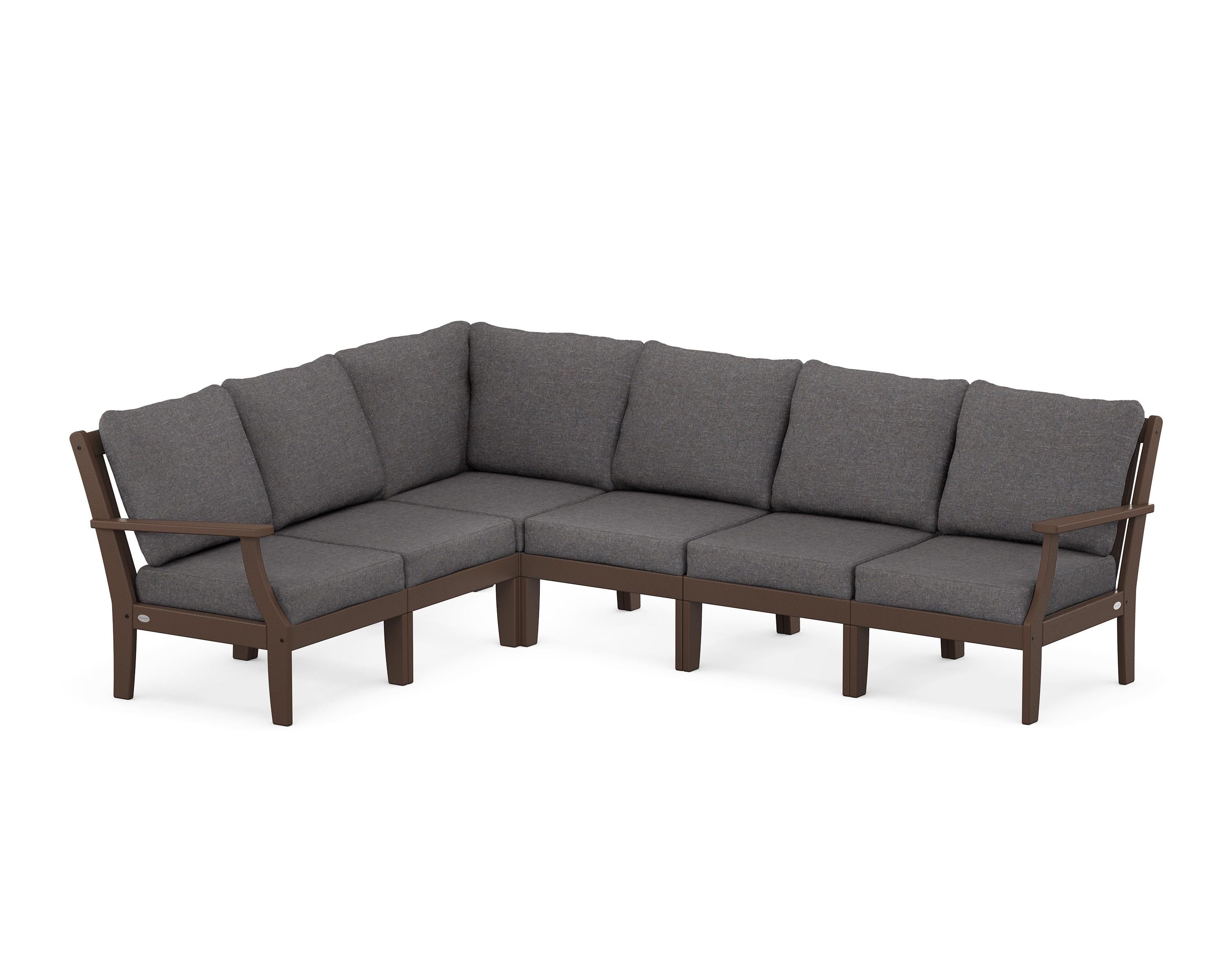 POLYWOOD® Braxton Modular 6-Piece Deep Seating Set in Mahogany / Ash Charcoal