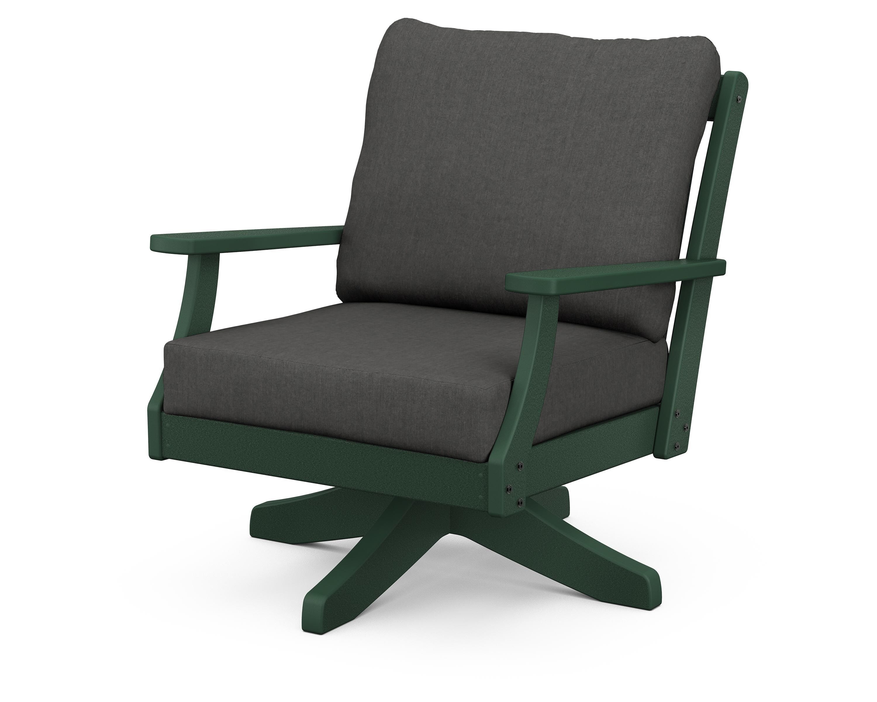 POLYWOOD® Braxton Deep Seating Swivel Chair in Green / Spectrum Carbon