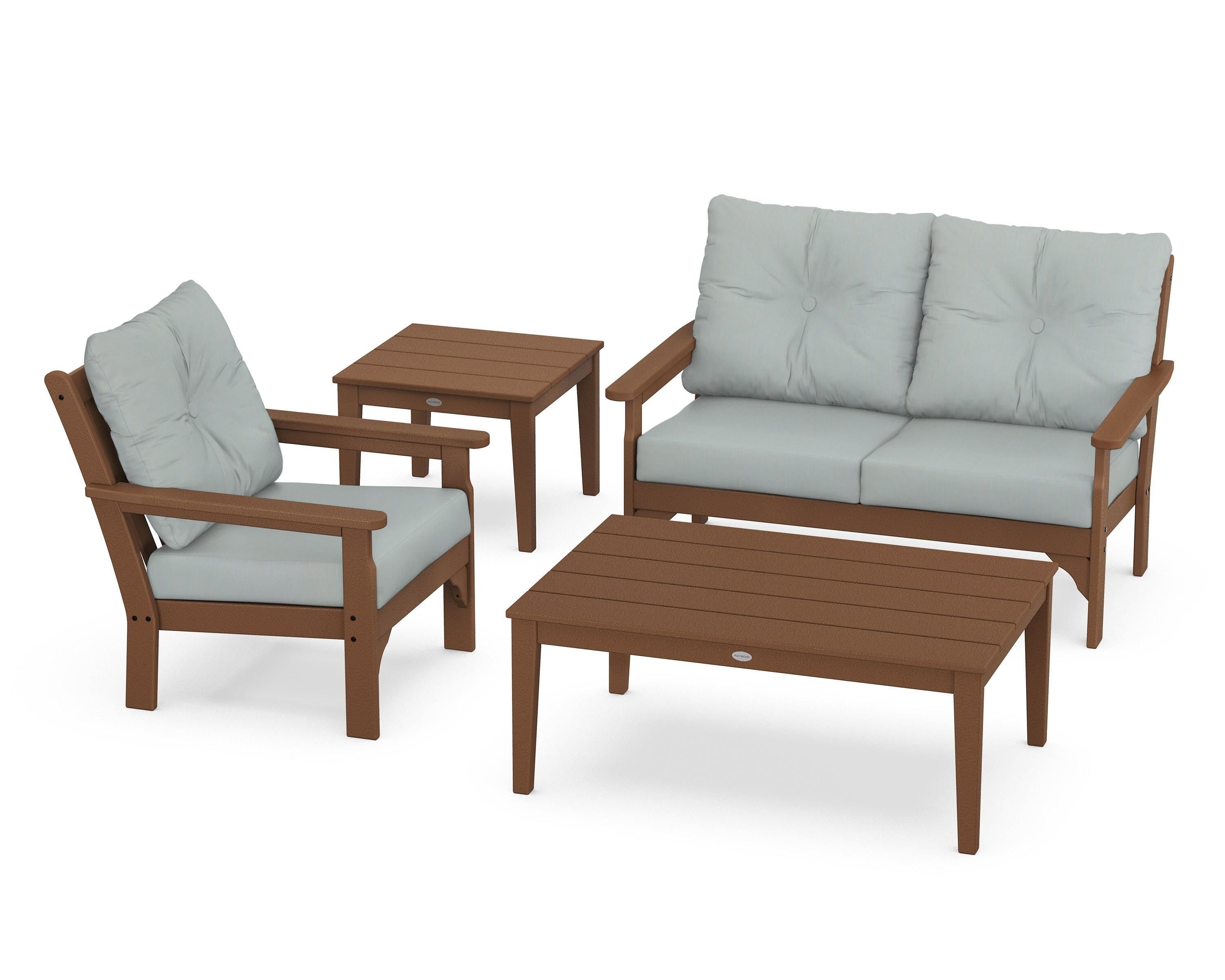 POLYWOOD® Vineyard 4-Piece Deep Seating Set in Teak / Spa