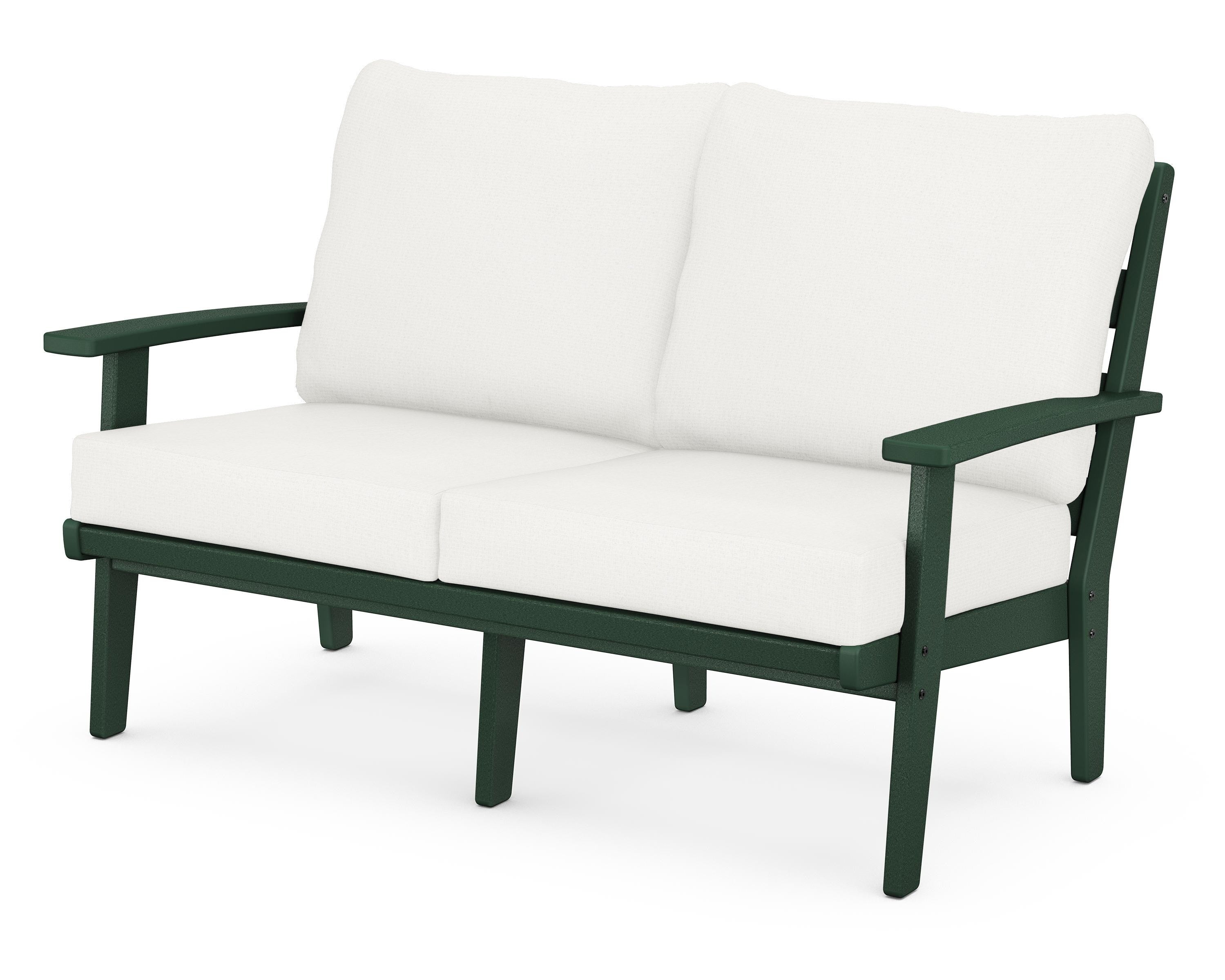POLYWOOD® Grant Park Deep Seating Loveseat in Green / Natural Linen
