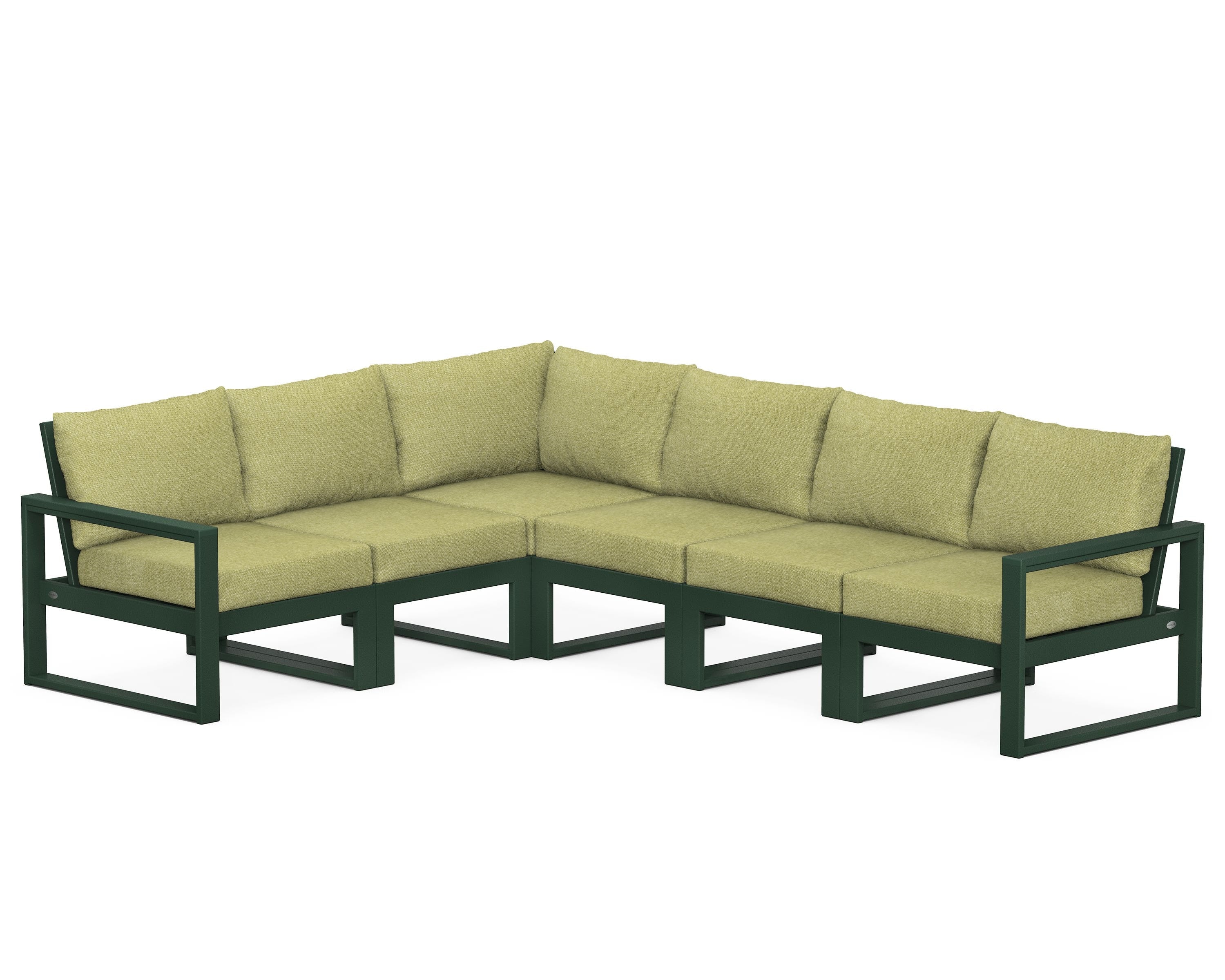POLYWOOD® EDGE 6-Piece Modular Deep Seating Set in Green / Chartreuse Boucle