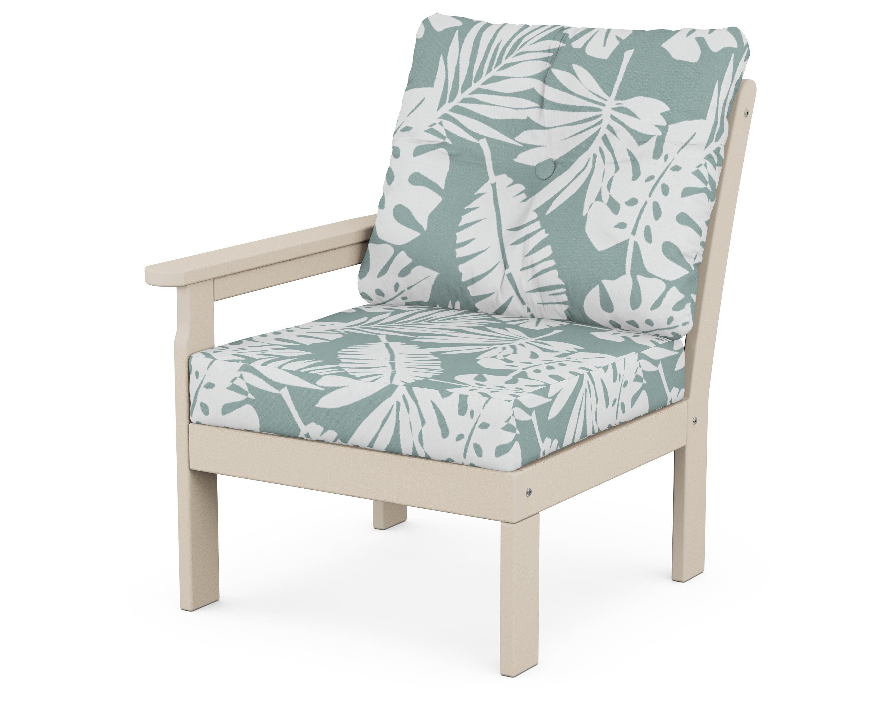 POLYWOOD® Vineyard Modular Left Arm Chair in Sand / Leaf Glacier Spa