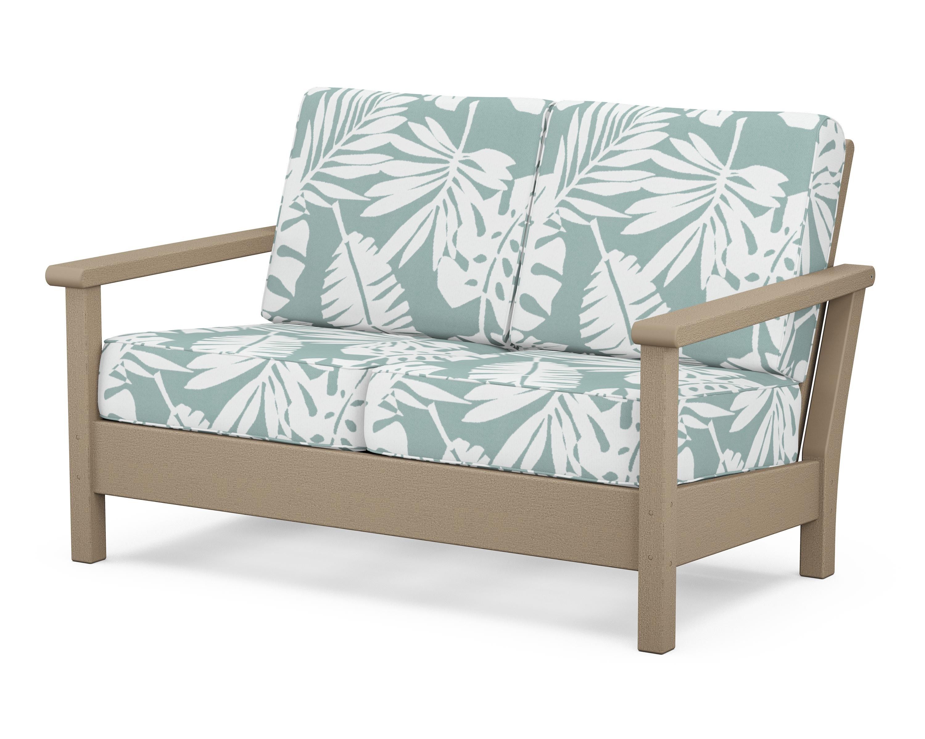 POLYWOOD® Harbour Deep Seating Loveseat in Vintage Sahara / Leaf Glacier Spa