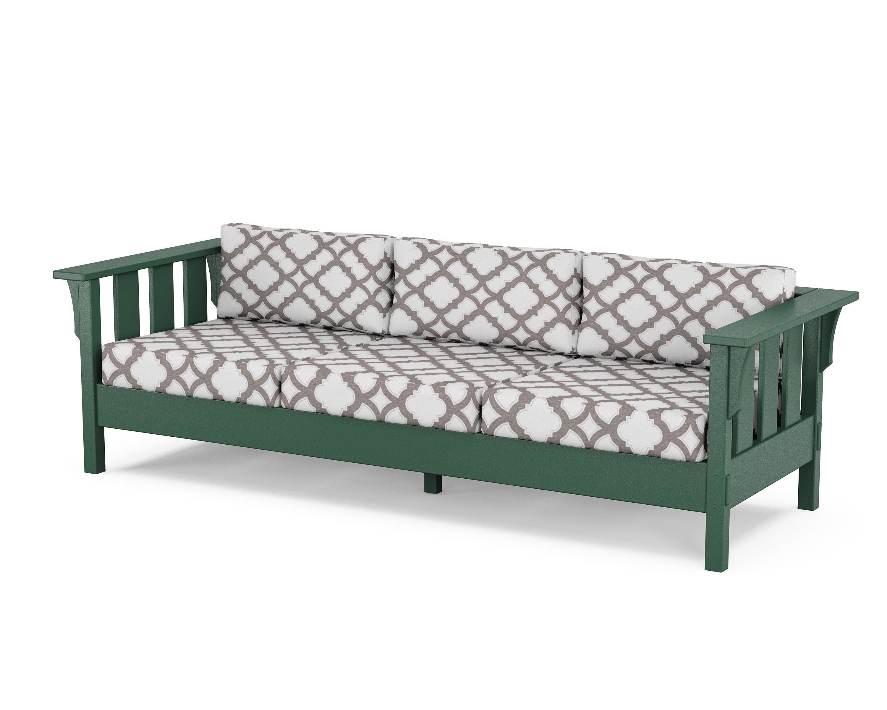 Martha Stewart by POLYWOOD® Acadia Deep Seating Sofa in Green / Trellis Grey Mist