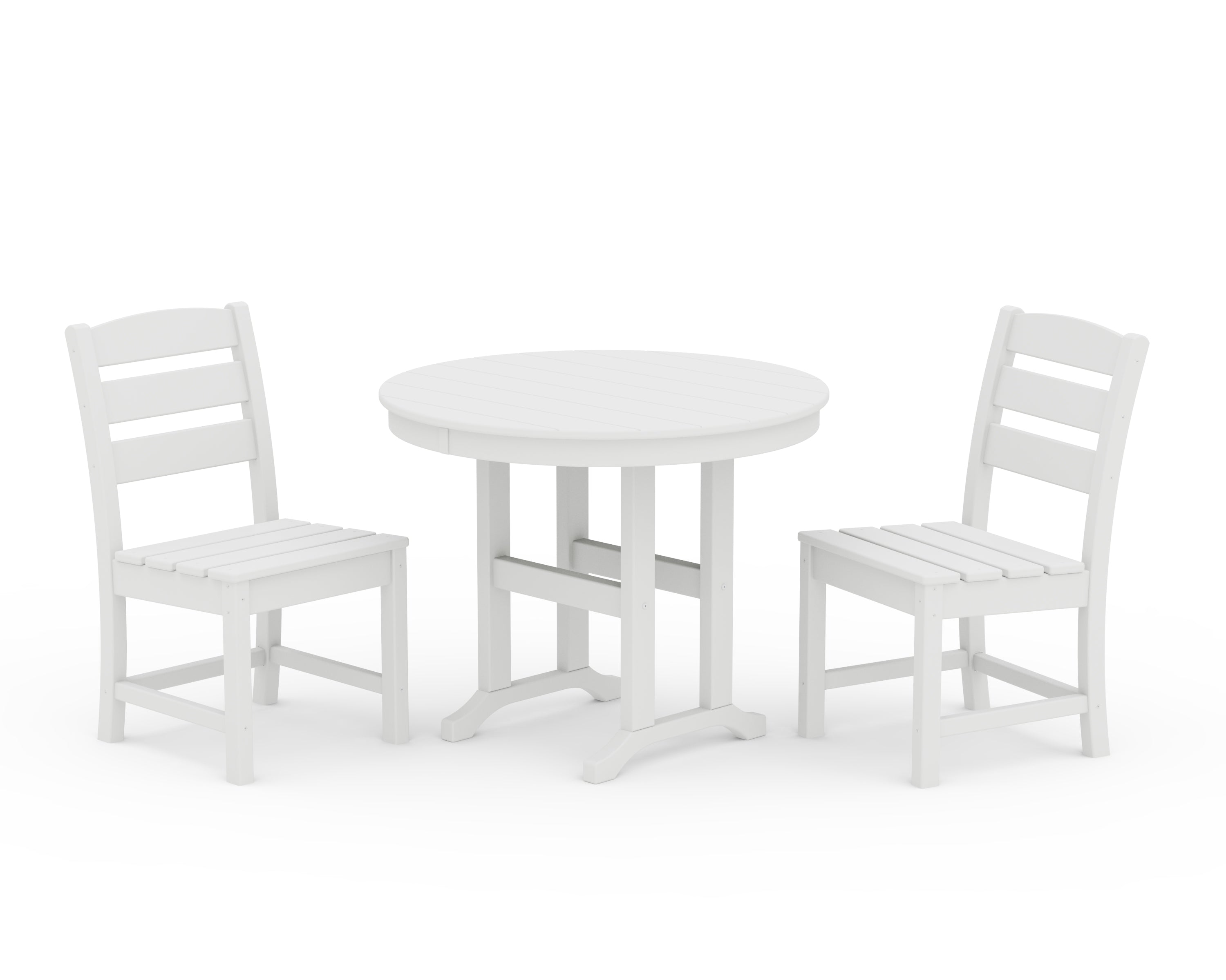 POLYWOOD® Lakeside Side Chair 3-Piece Round Dining Set in White