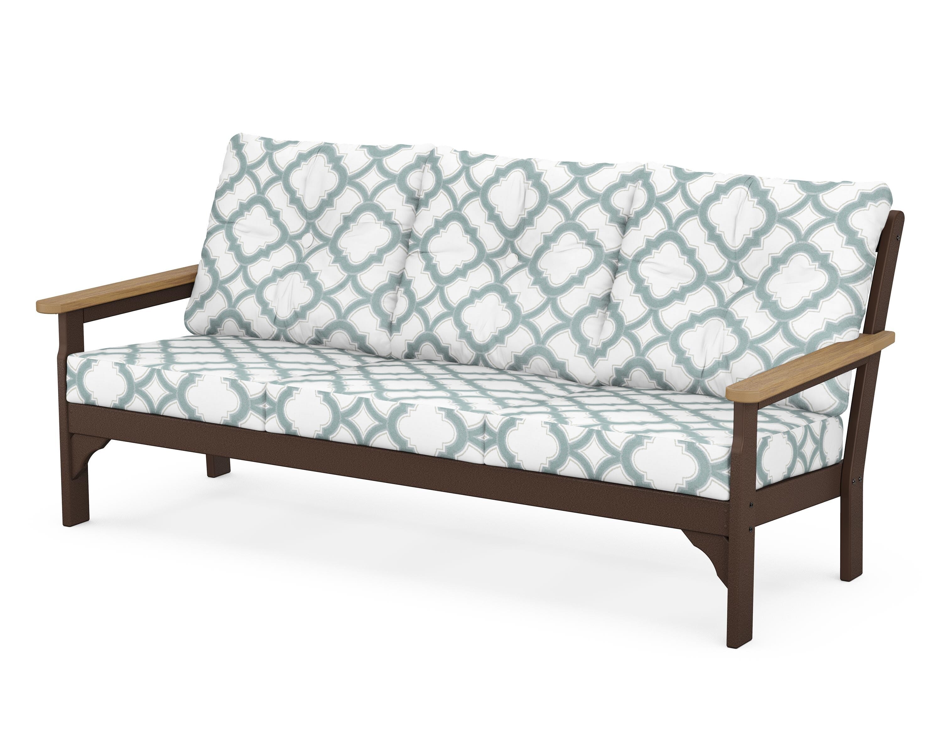 POLYWOOD® Vineyard Deep Seating Sofa in Mahogany / Natural / Trellis Glacier Spa