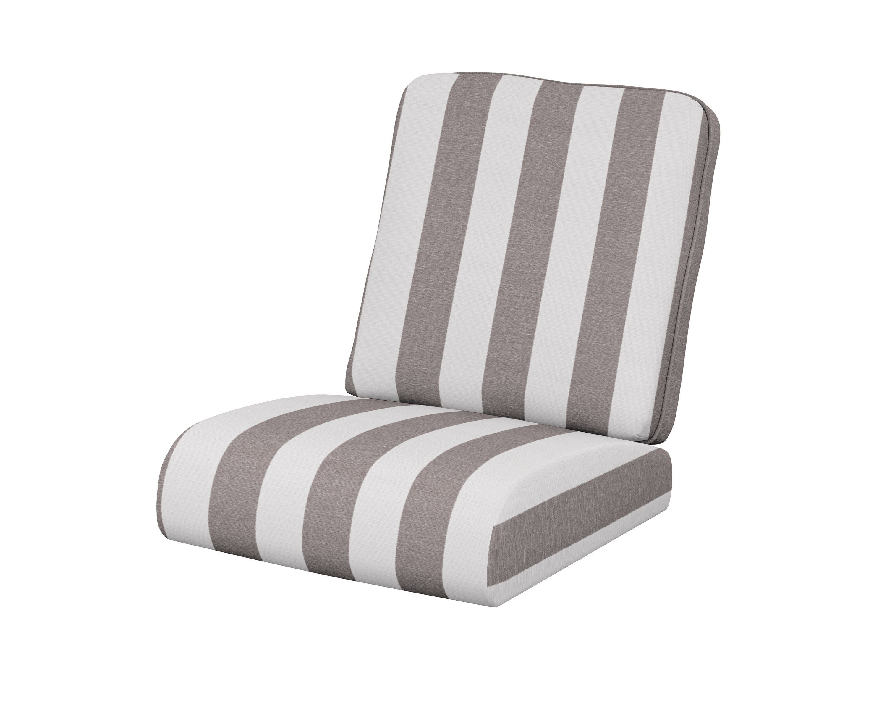 POLYWOOD® Club Seat/Back Cushion in Cabana Stripe Grey Mist
