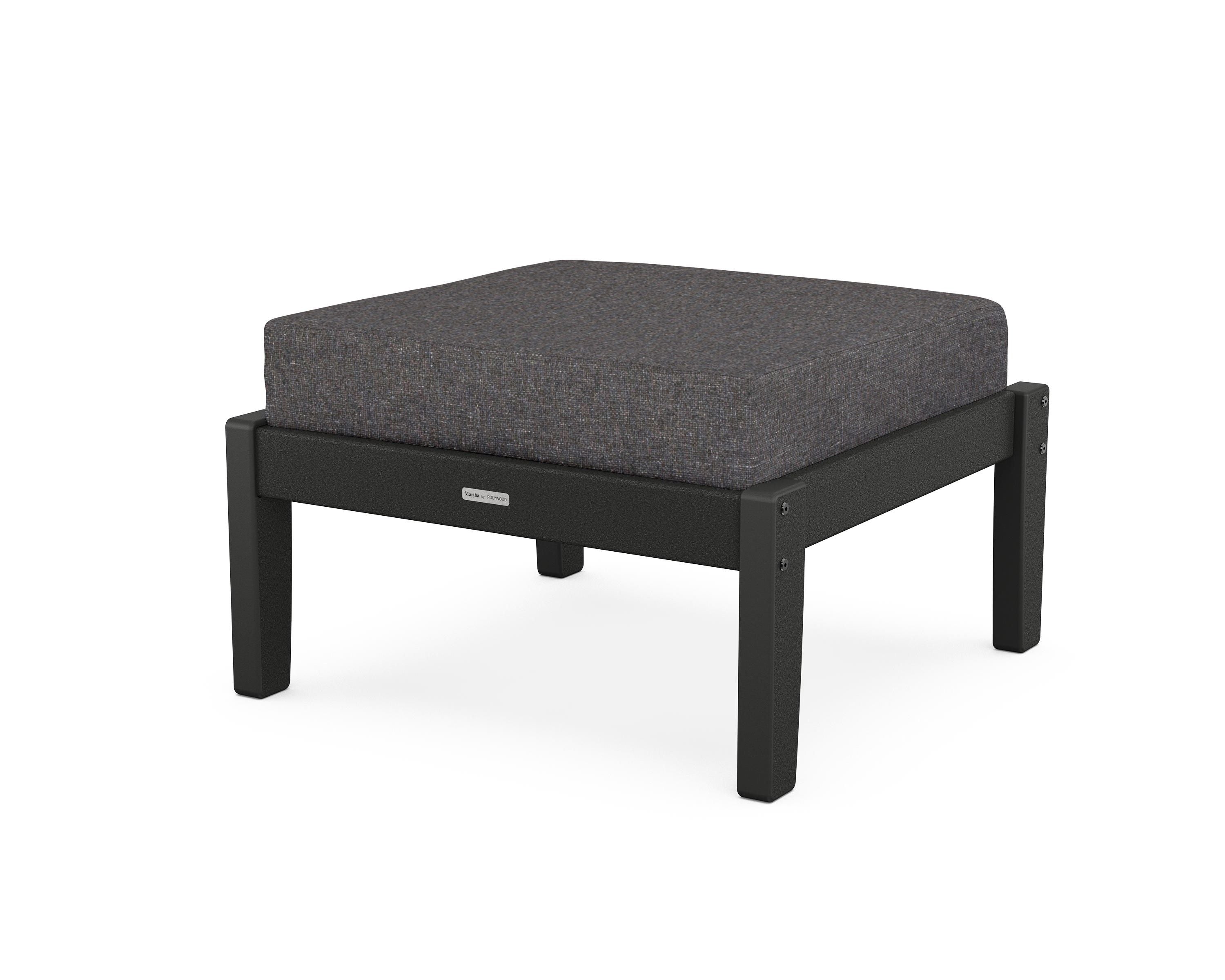 Martha Stewart by POLYWOOD® Chinoiserie Deep Seating Ottoman in Black / Ash Charcoal