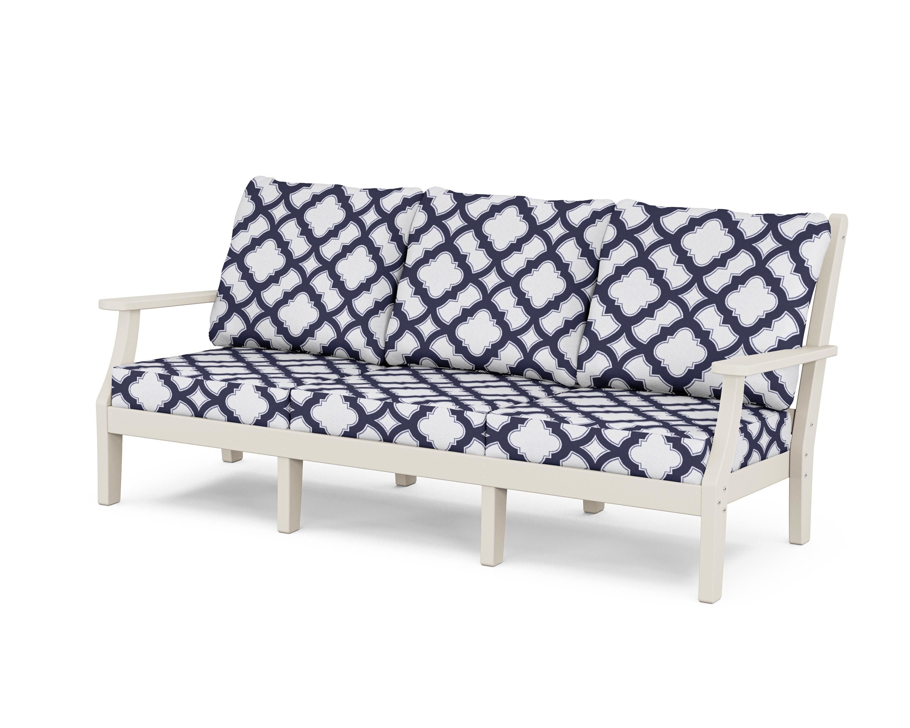 Country Living Wovendale Deep Seating Sofa in Sand / Trellis Navy