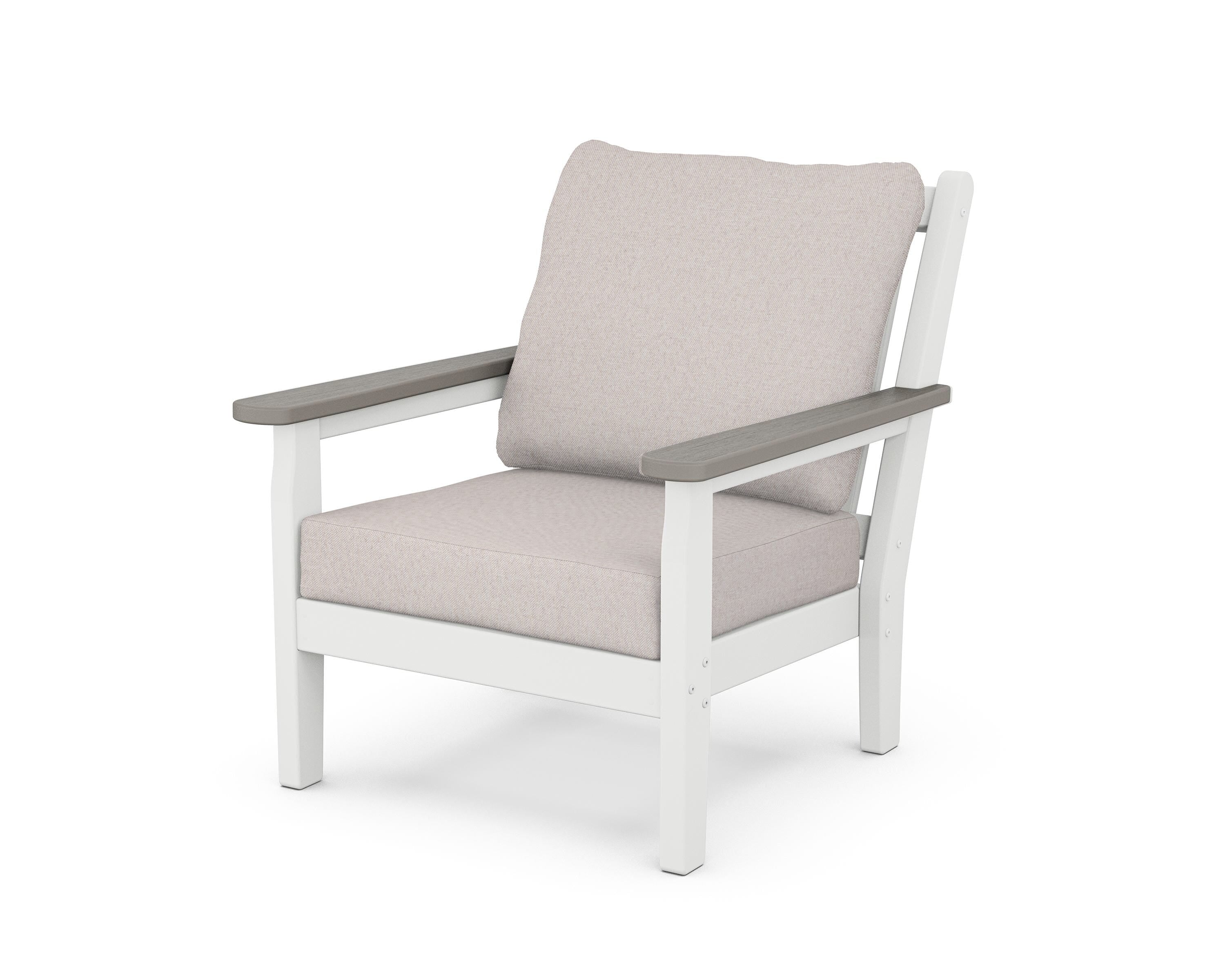 POLYWOOD® Chippendale Deep Seating Chair in White / Driftwood / Dune Burlap