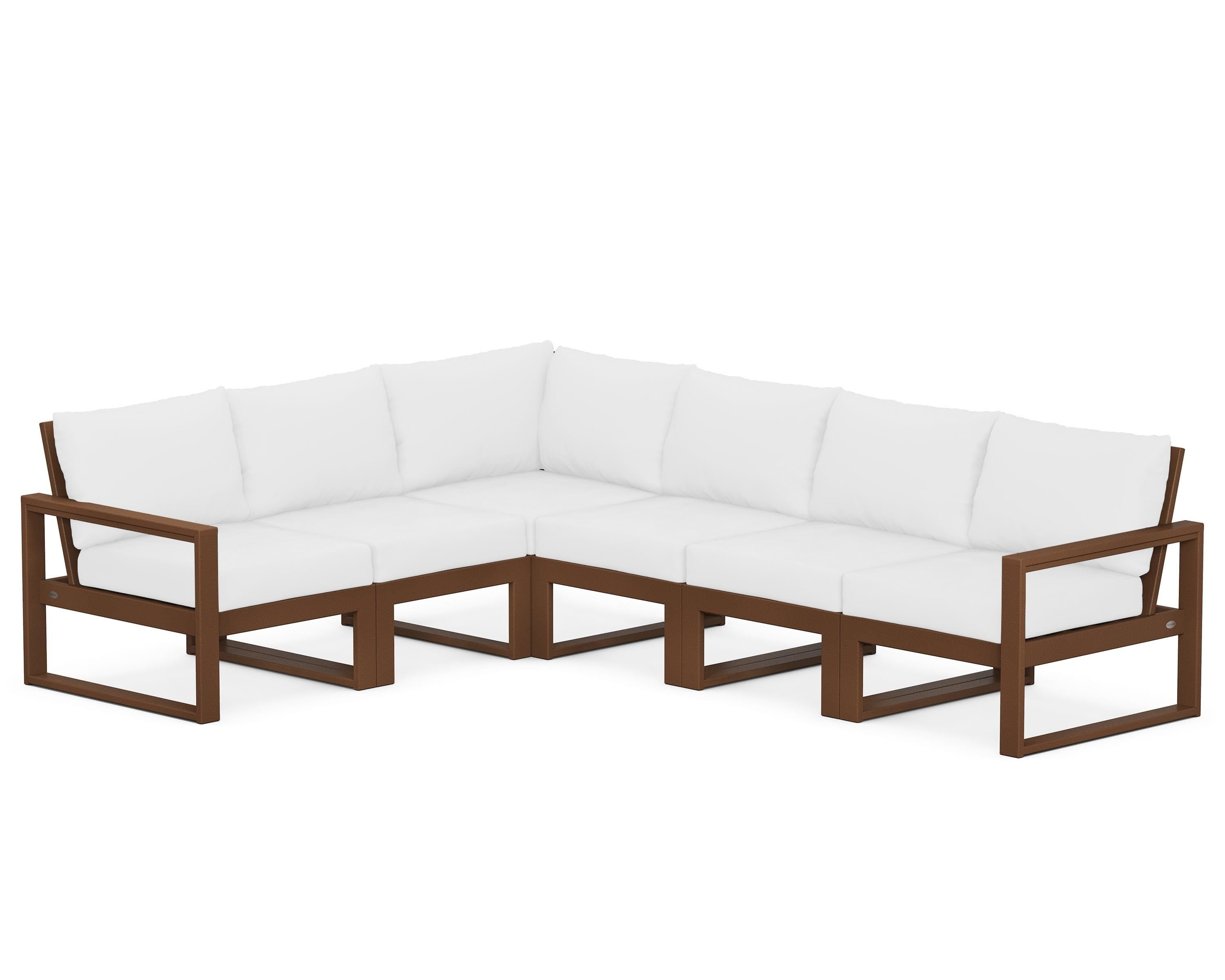 POLYWOOD® EDGE 6-Piece Modular Deep Seating Set in Teak / Natural