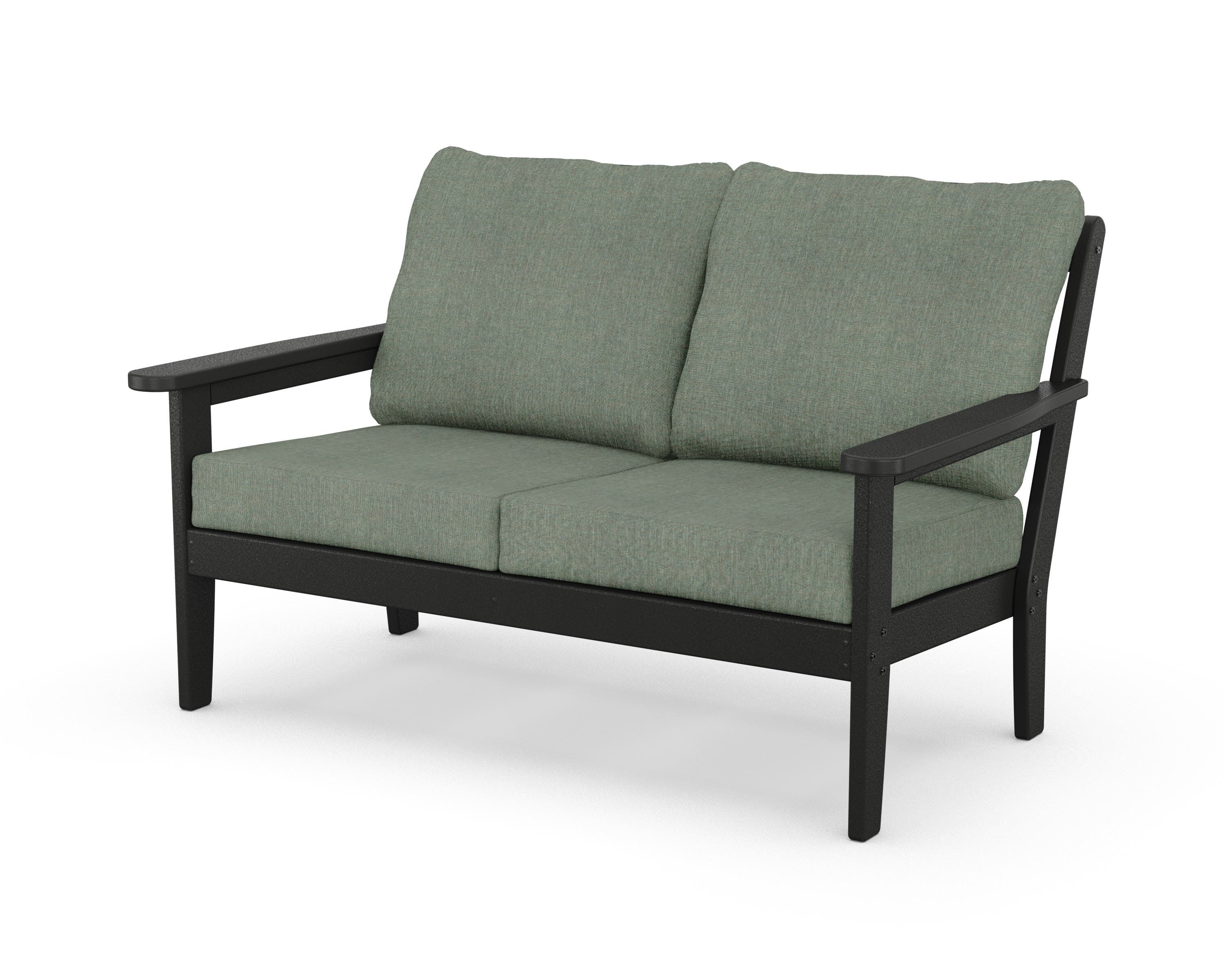 Country Living Cottage Deep Seating Loveseat in Black / Cast Sage