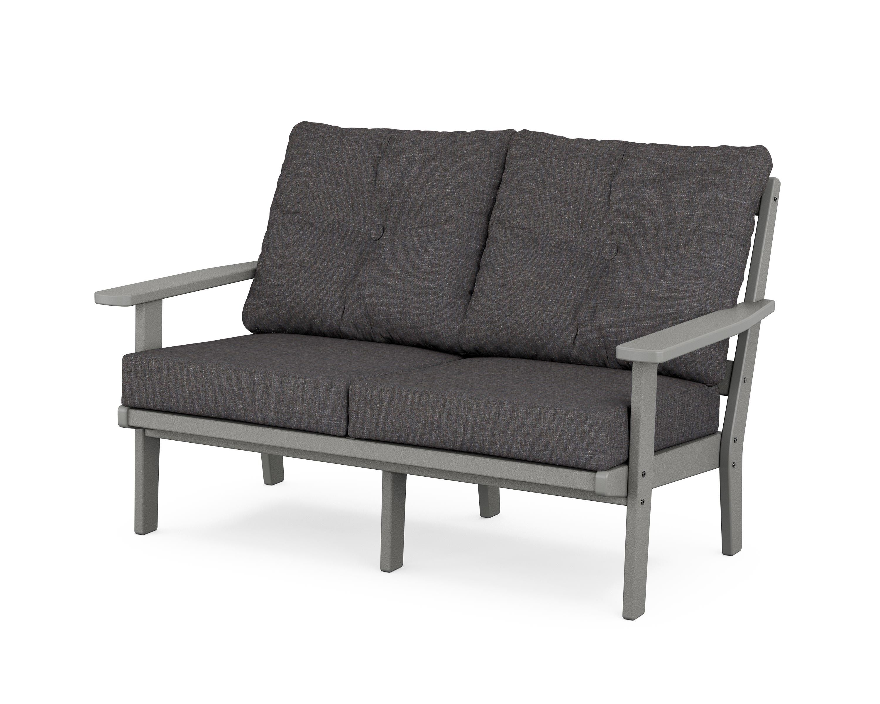 POLYWOOD® Oxford Deep Seating Loveseat in Slate Grey / Ash Charcoal