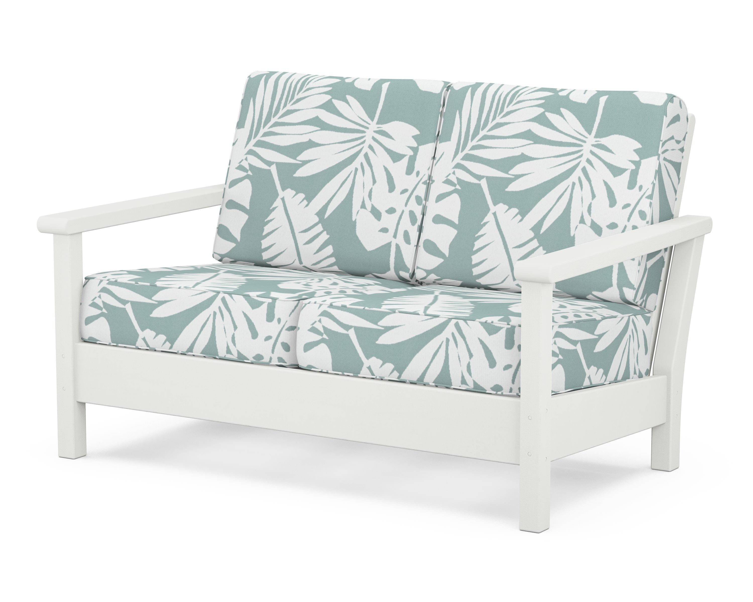 POLYWOOD® Harbour Deep Seating Loveseat in Vintage White / Leaf Glacier Spa