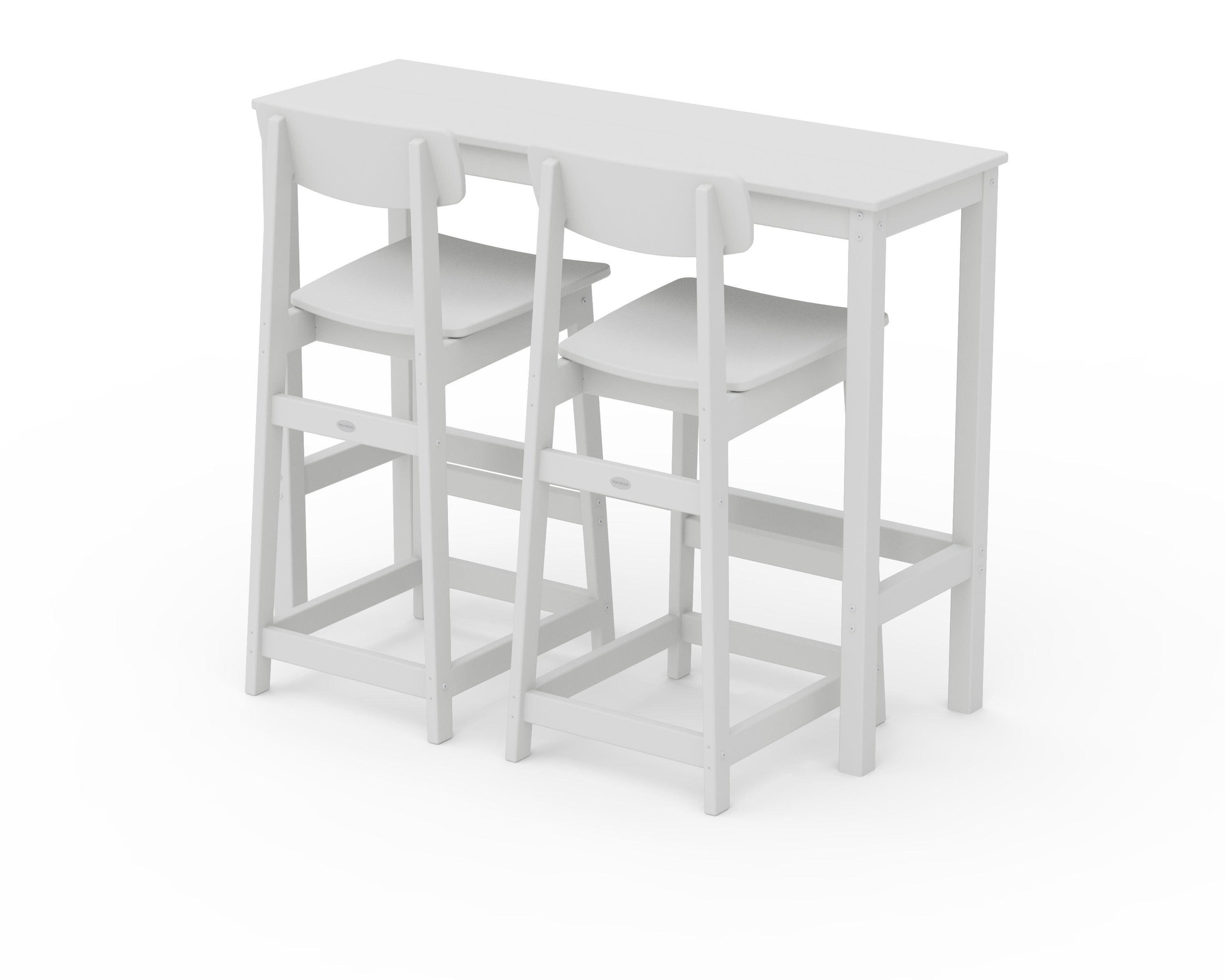 POLYWOOD® Modern Studio Urban Bar Chair 3-Piece Balcony Set in White
