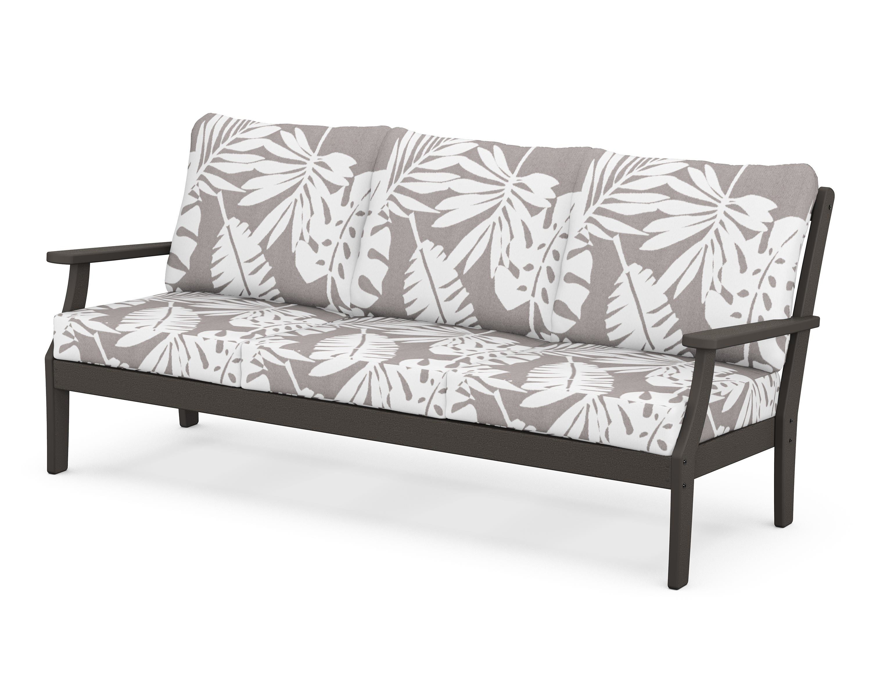 POLYWOOD® Braxton Deep Seating Sofa in Vintage Coffee / Leaf Grey Mist