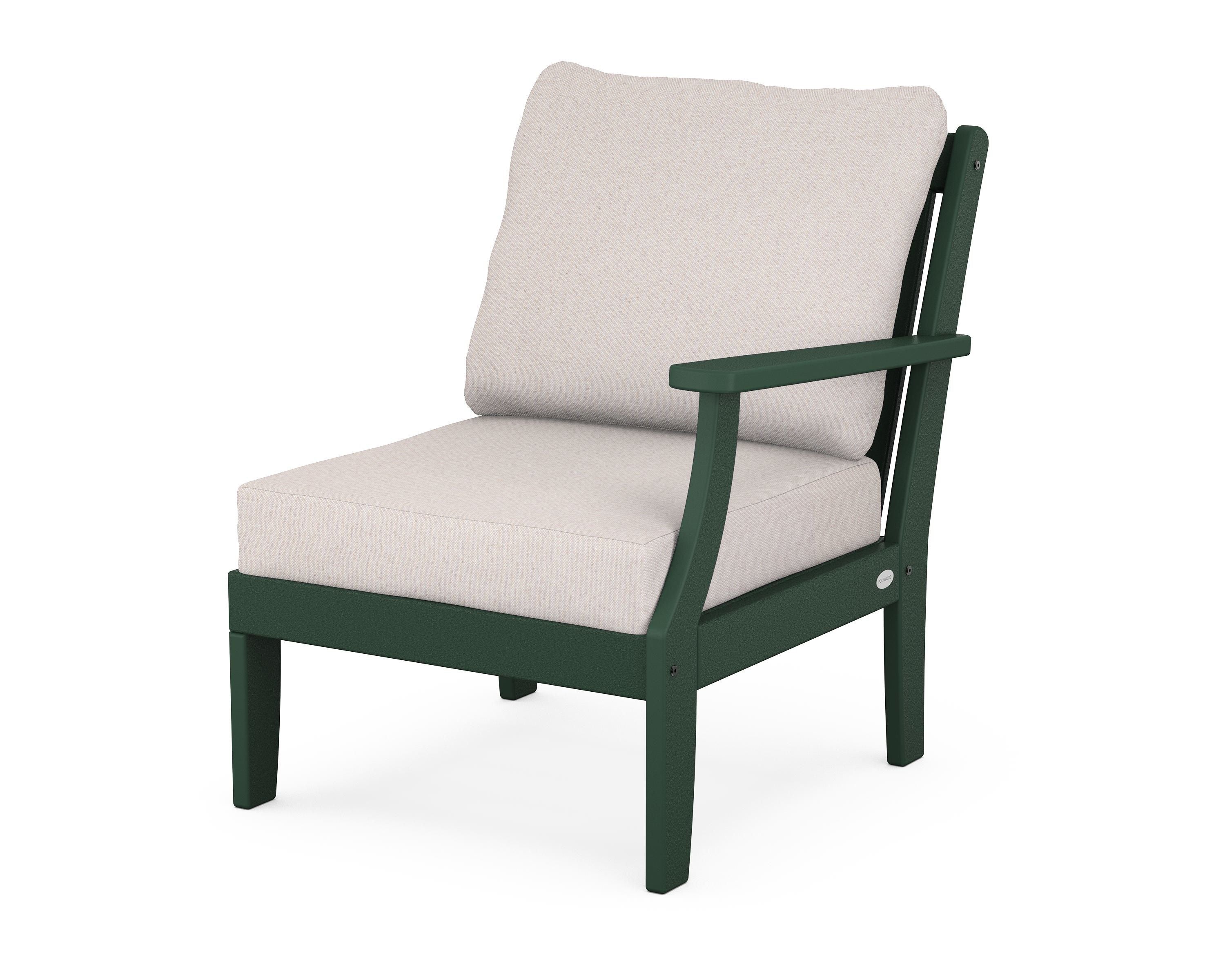 POLYWOOD® Braxton Modular Right Arm Chair in Green / Dune Burlap