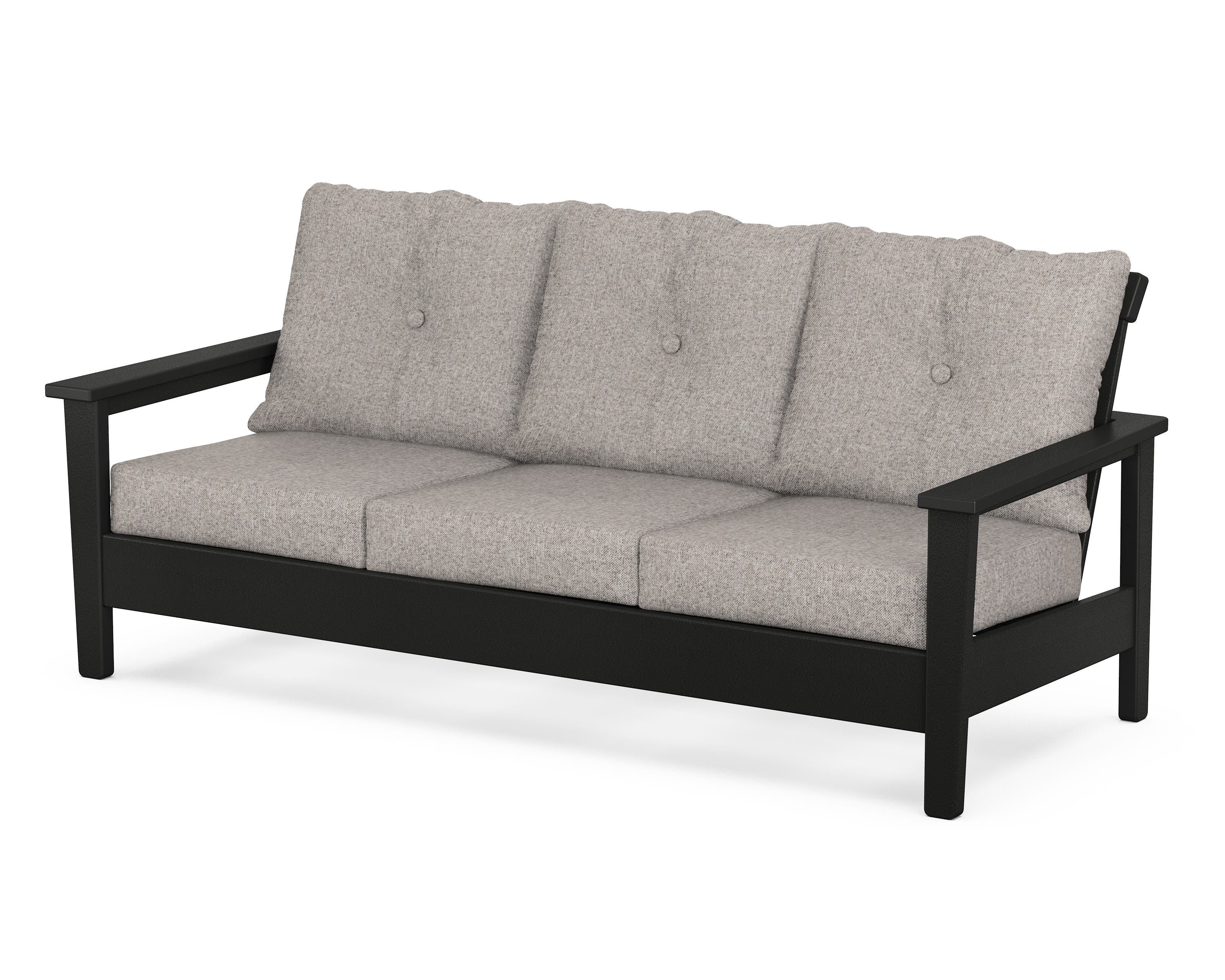 POLYWOOD® Prescott Deep Seating Sofa in Black / Weathered Tweed