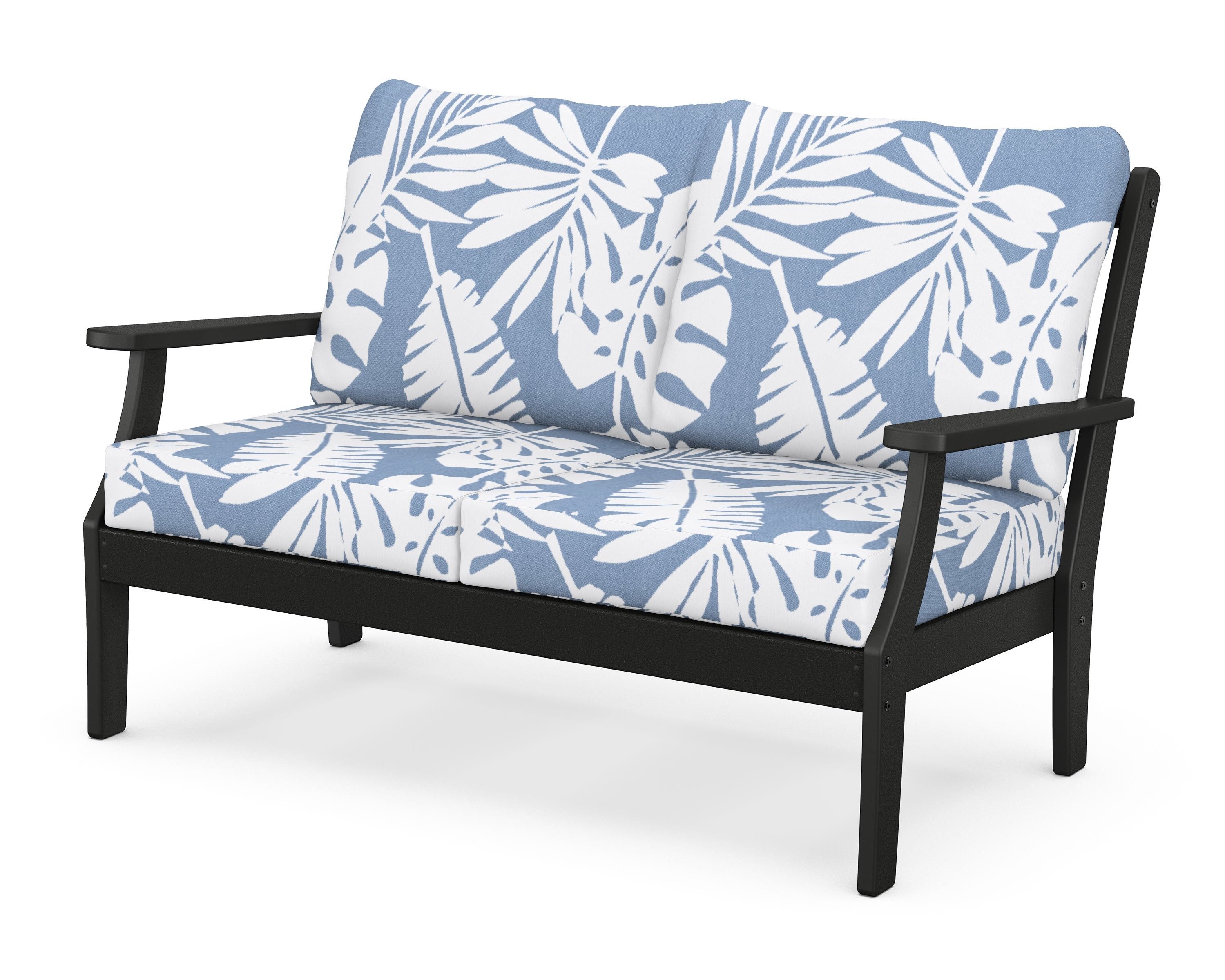 POLYWOOD® Braxton Deep Seating Loveseat in Black / Leaf Sky Blue