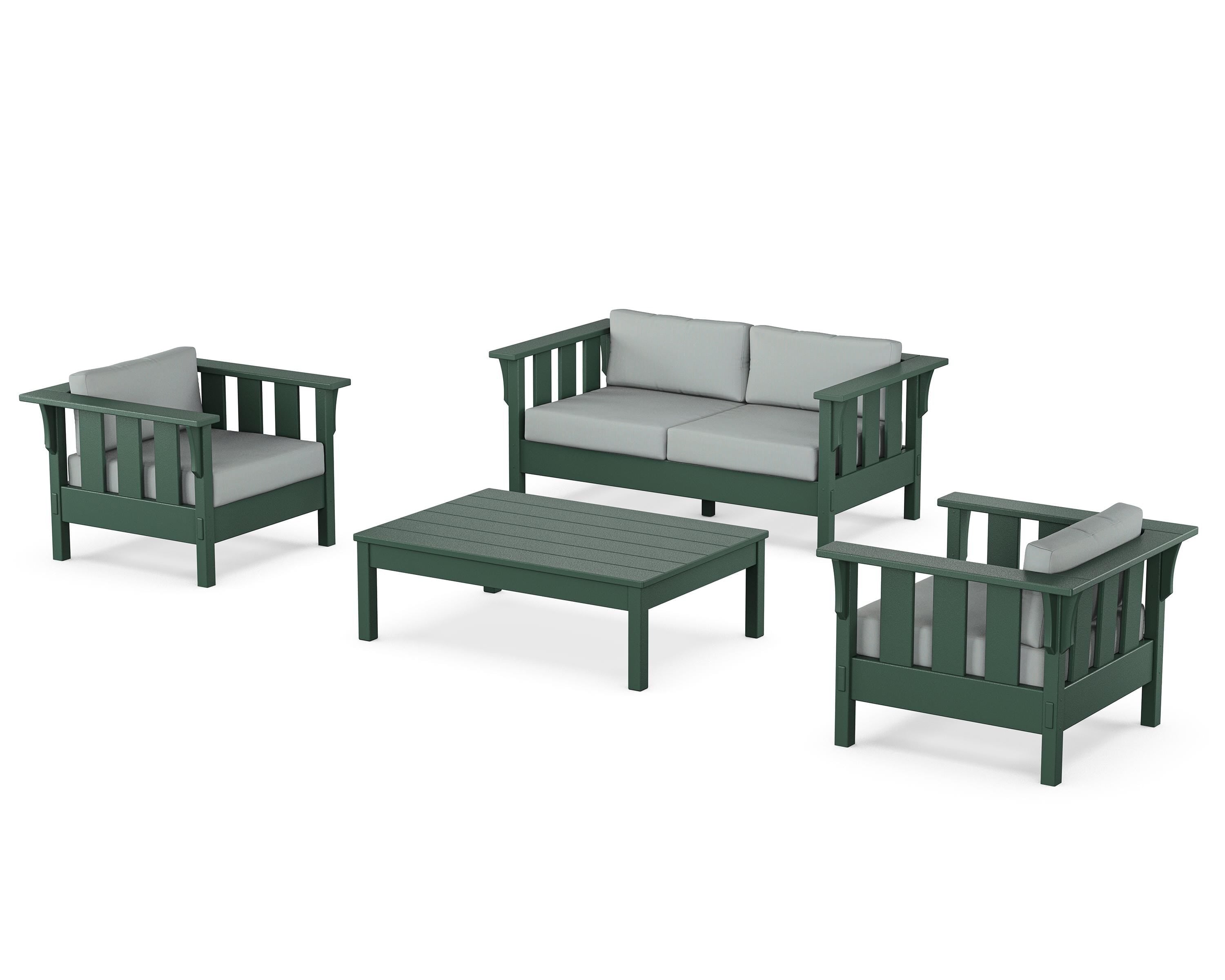 Martha Stewart by POLYWOOD® Acadia 4-Piece Deep Seating Set with Loveseat in Green / Spa