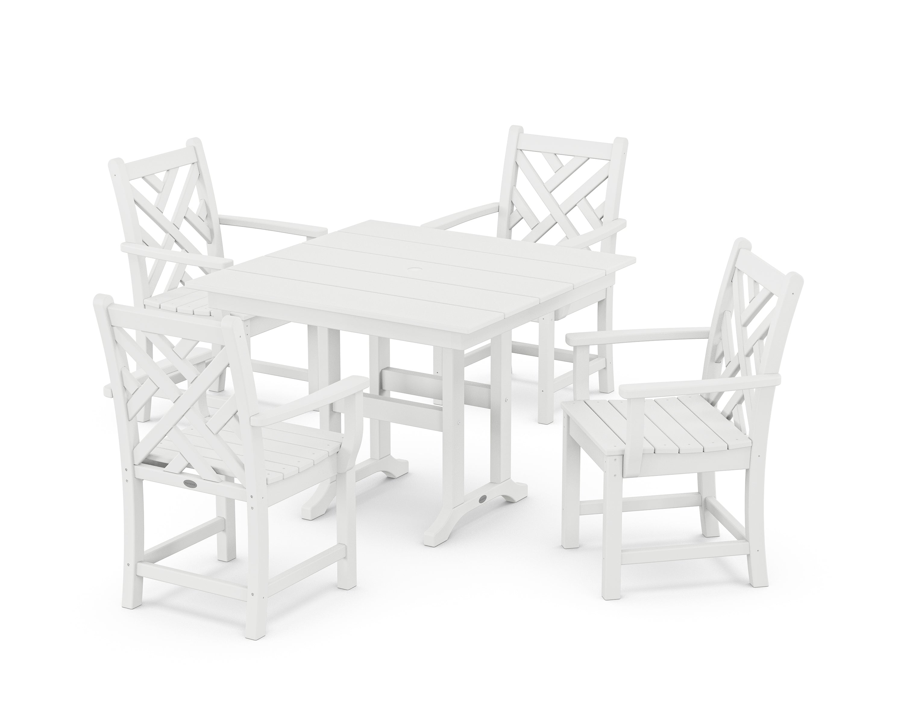 POLYWOOD® Chippendale 5-Piece Farmhouse Dining Set in White