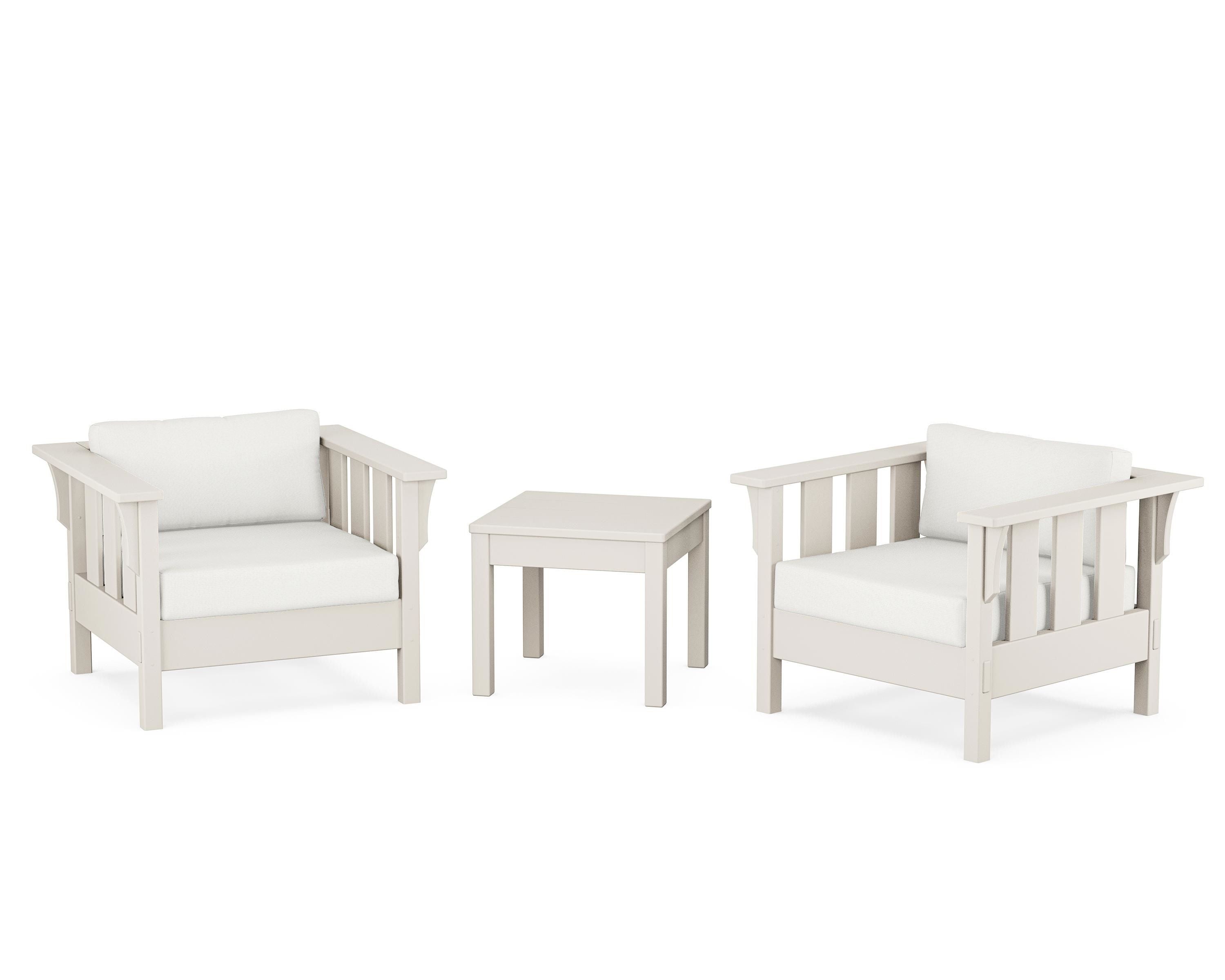 Martha Stewart by POLYWOOD® Acadia 3-Piece Deep Seating Set in Sand / Natural Linen