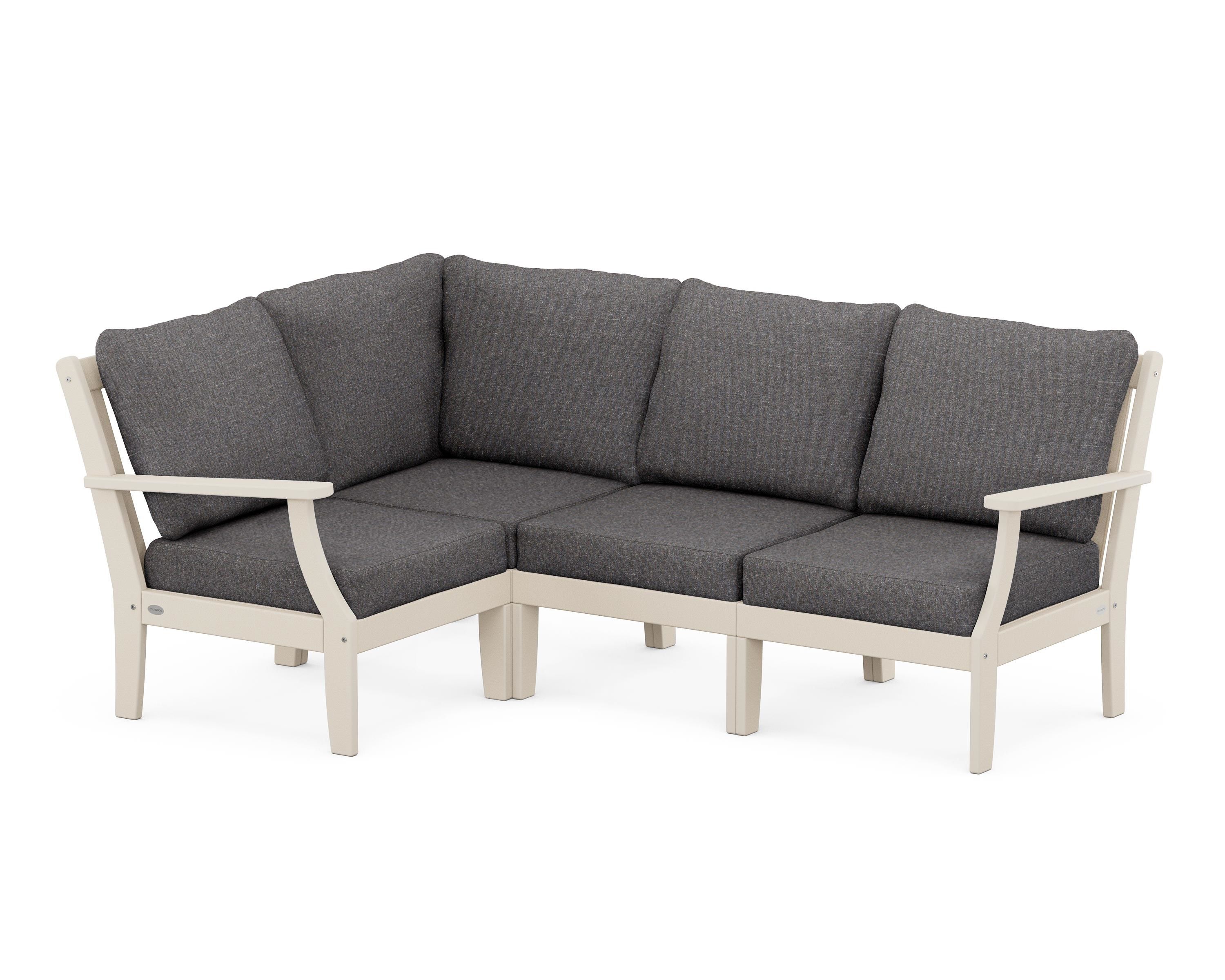 POLYWOOD® Braxton Modular 4-Piece Deep Seating Set in Sand / Ash Charcoal
