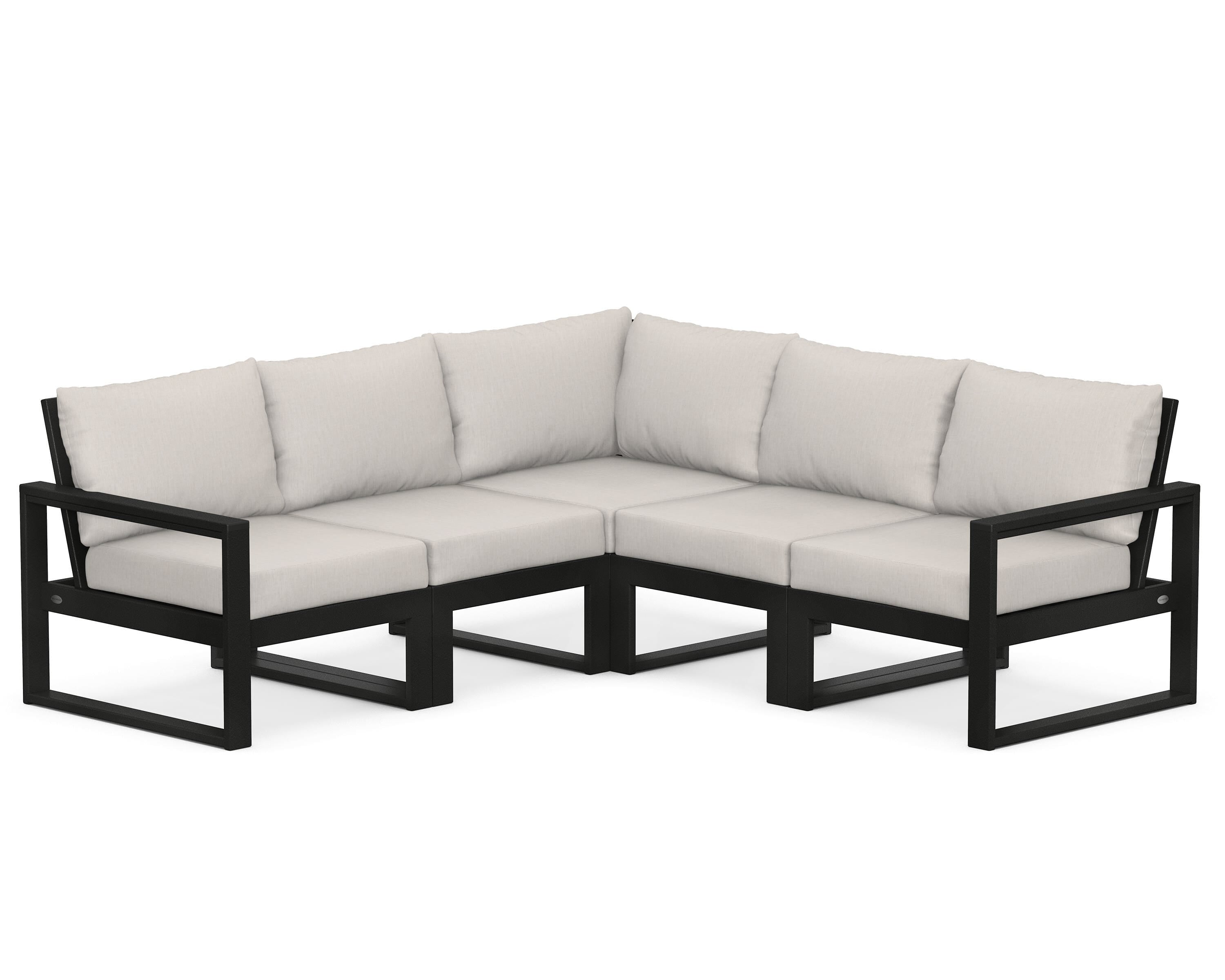 POLYWOOD® EDGE 5-Piece Modular Deep Seating Set in Black / Cast Ash