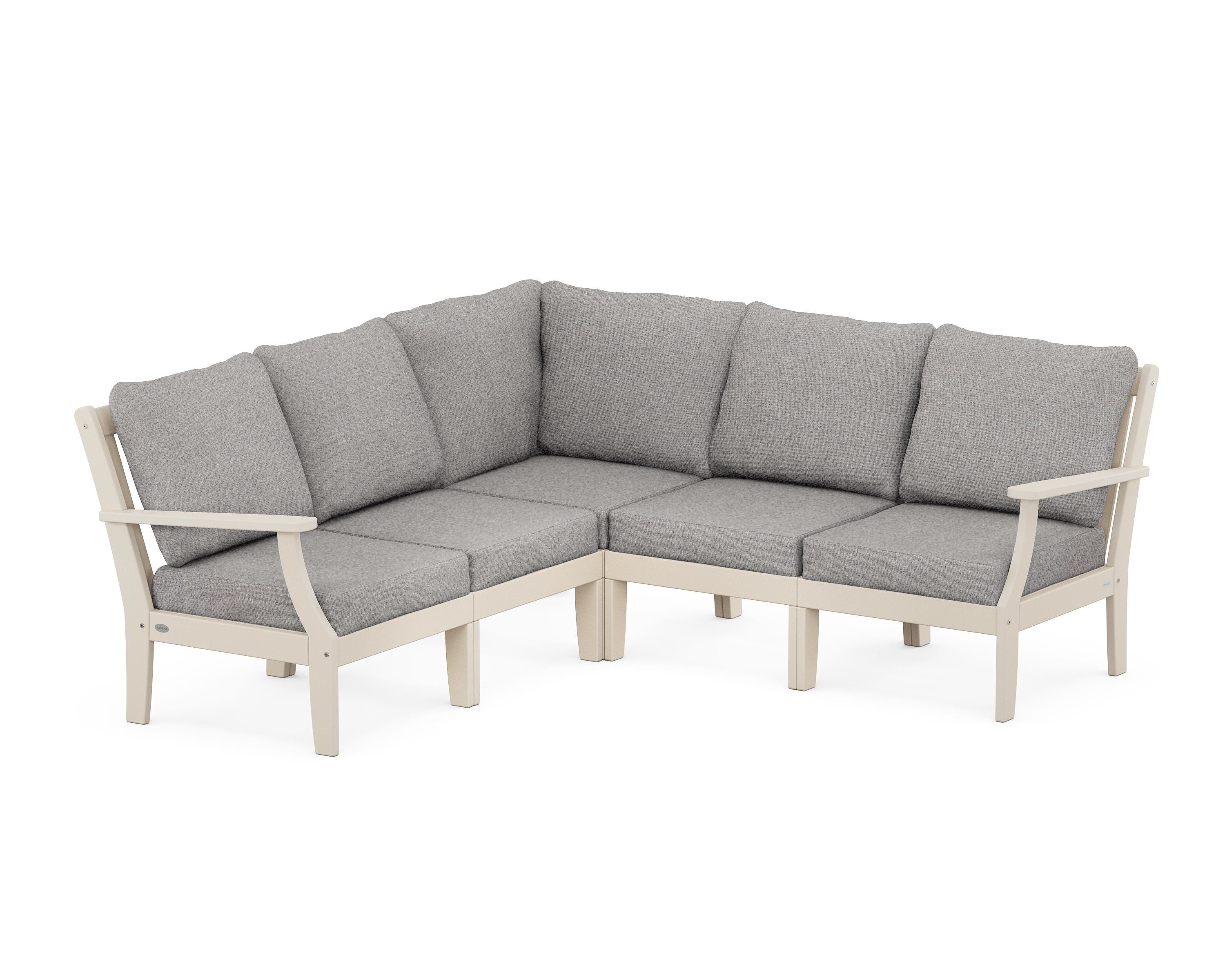 POLYWOOD® Braxton Modular 5-Piece Deep Seating Set in Sand / Grey Mist