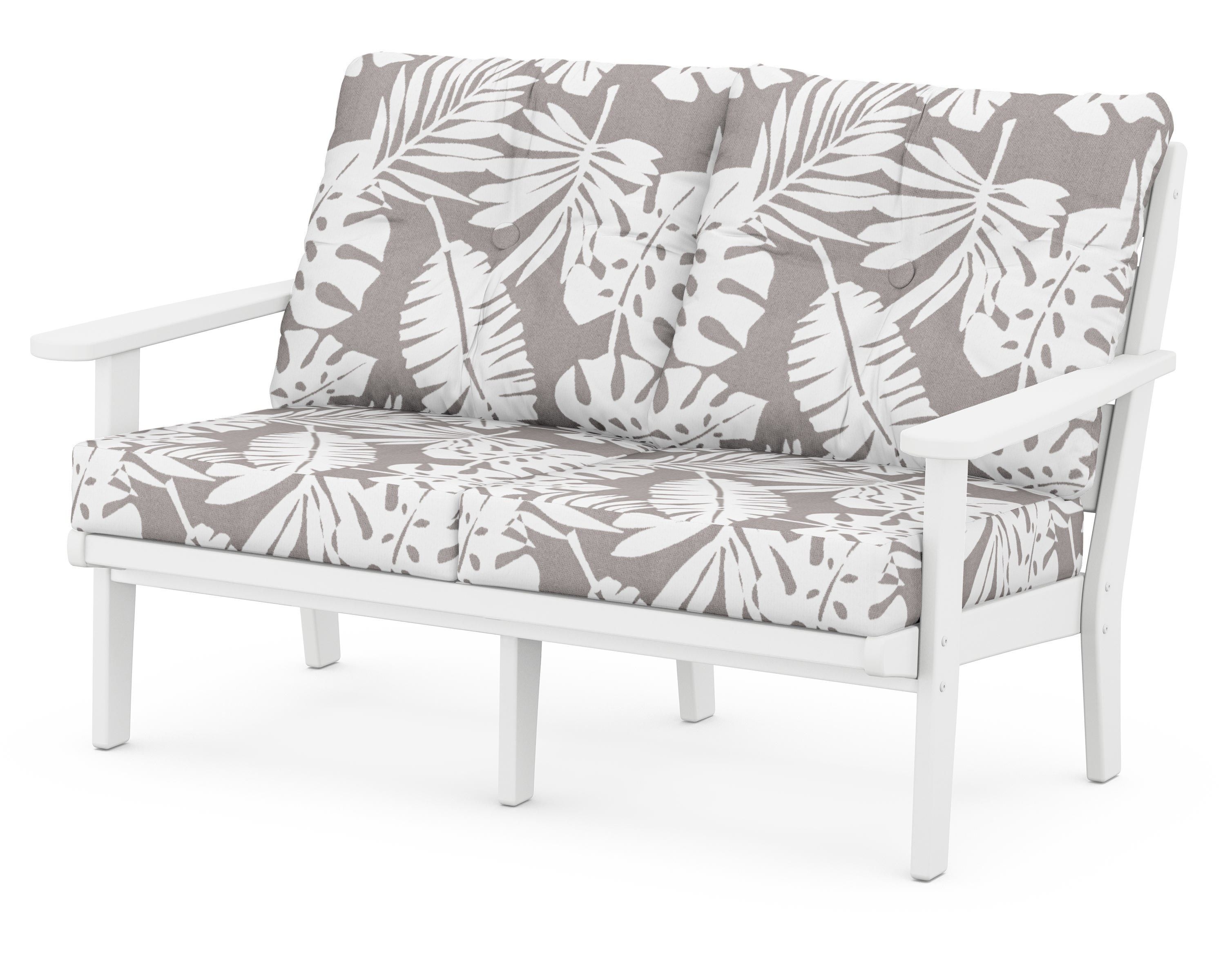 POLYWOOD® Lakeside Deep Seating Loveseat in White / Leaf Grey Mist